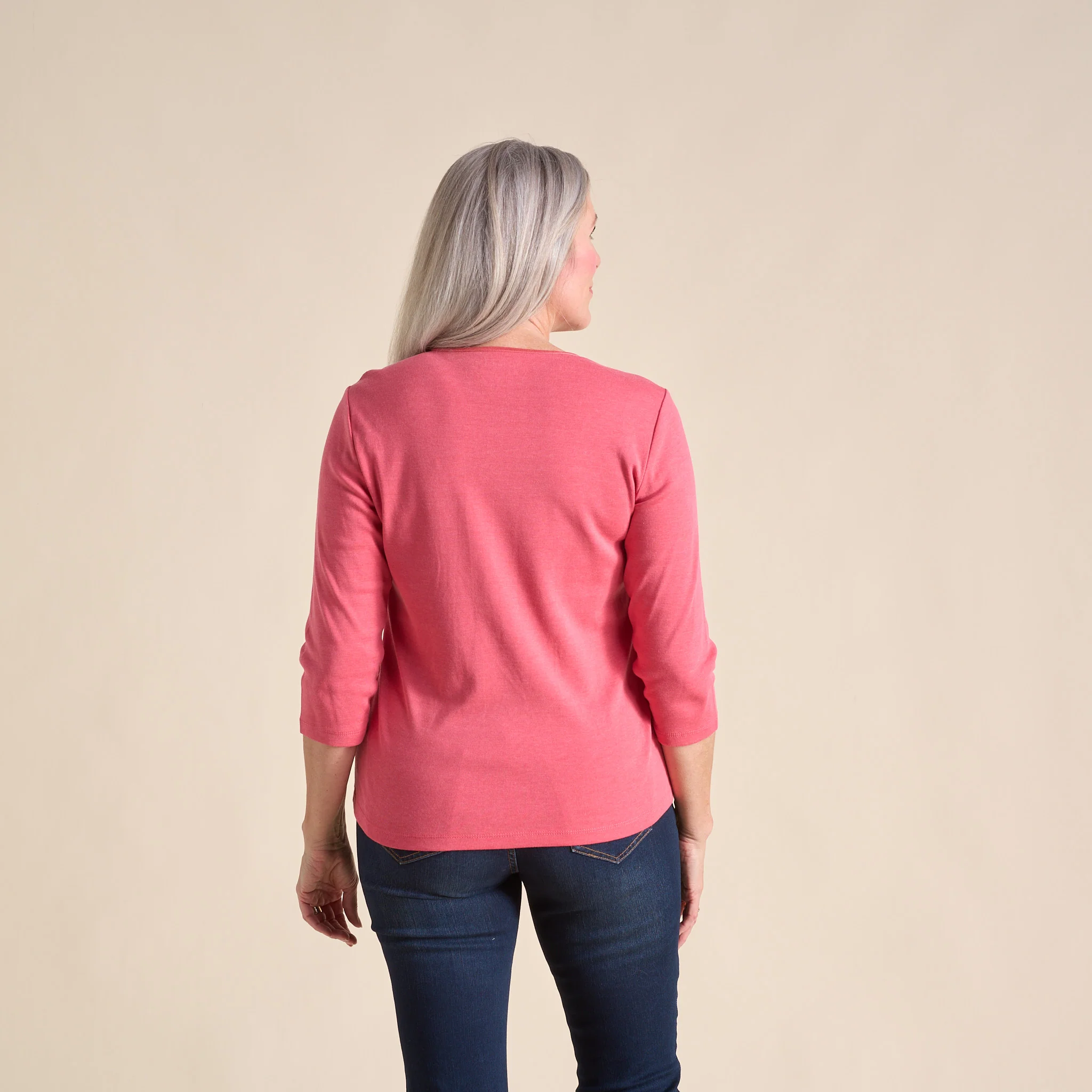 3/4 Sleeve Heathered Satin Trim Plus Perfect Tee - Image 6