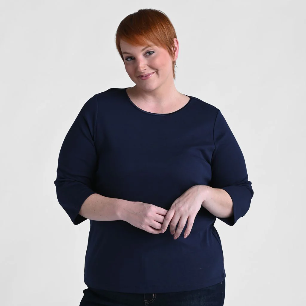 3/4 Sleeve Satin Trim Plus Size Perfect Tee - Image 5