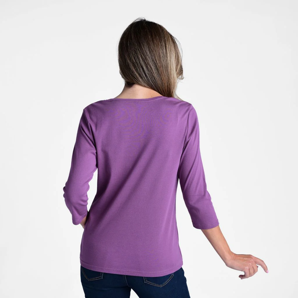 3/4 Sleeve V Neck Petite Perfect Tee - Image 5