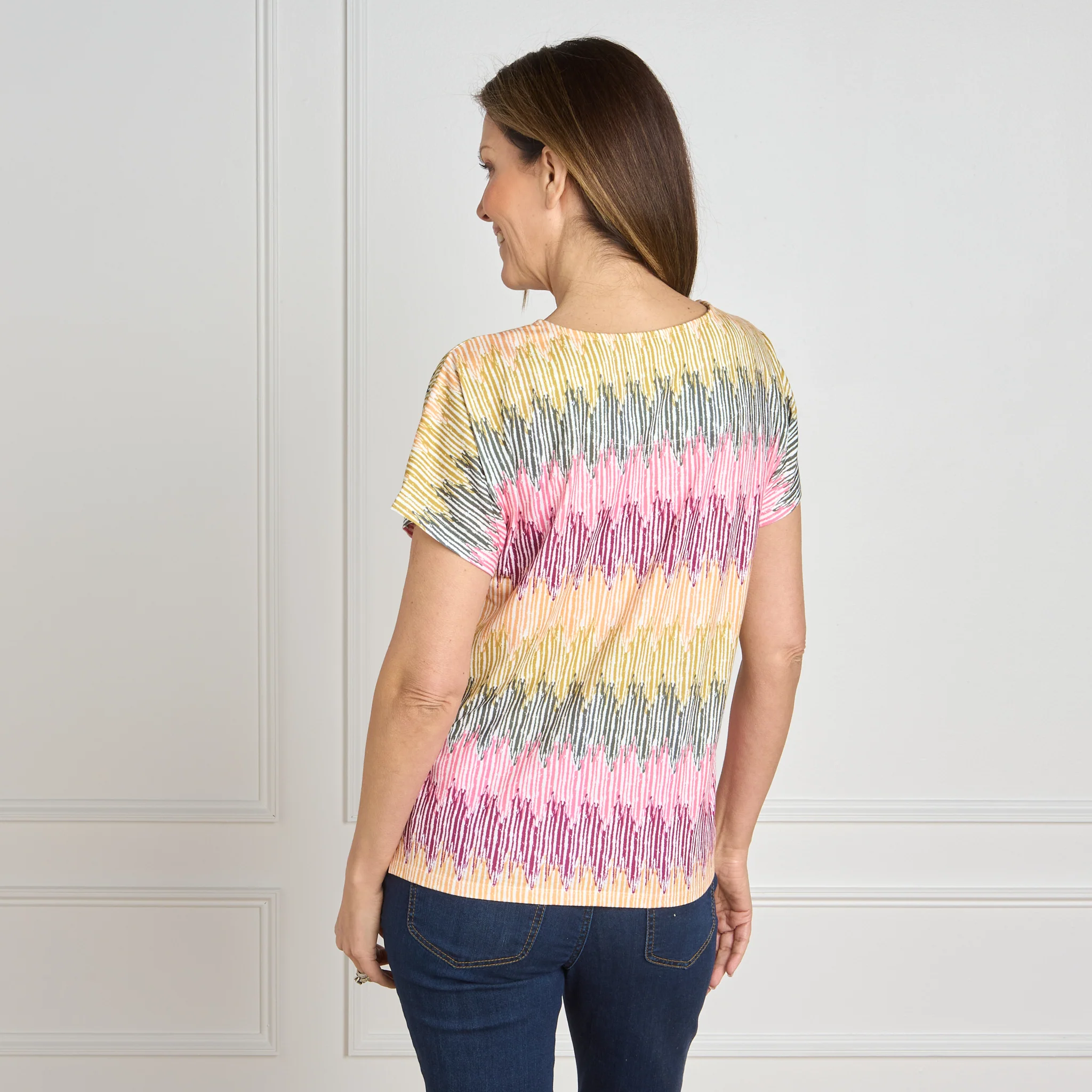 Chevron Print Dolman Sleeve Tee - Image 3
