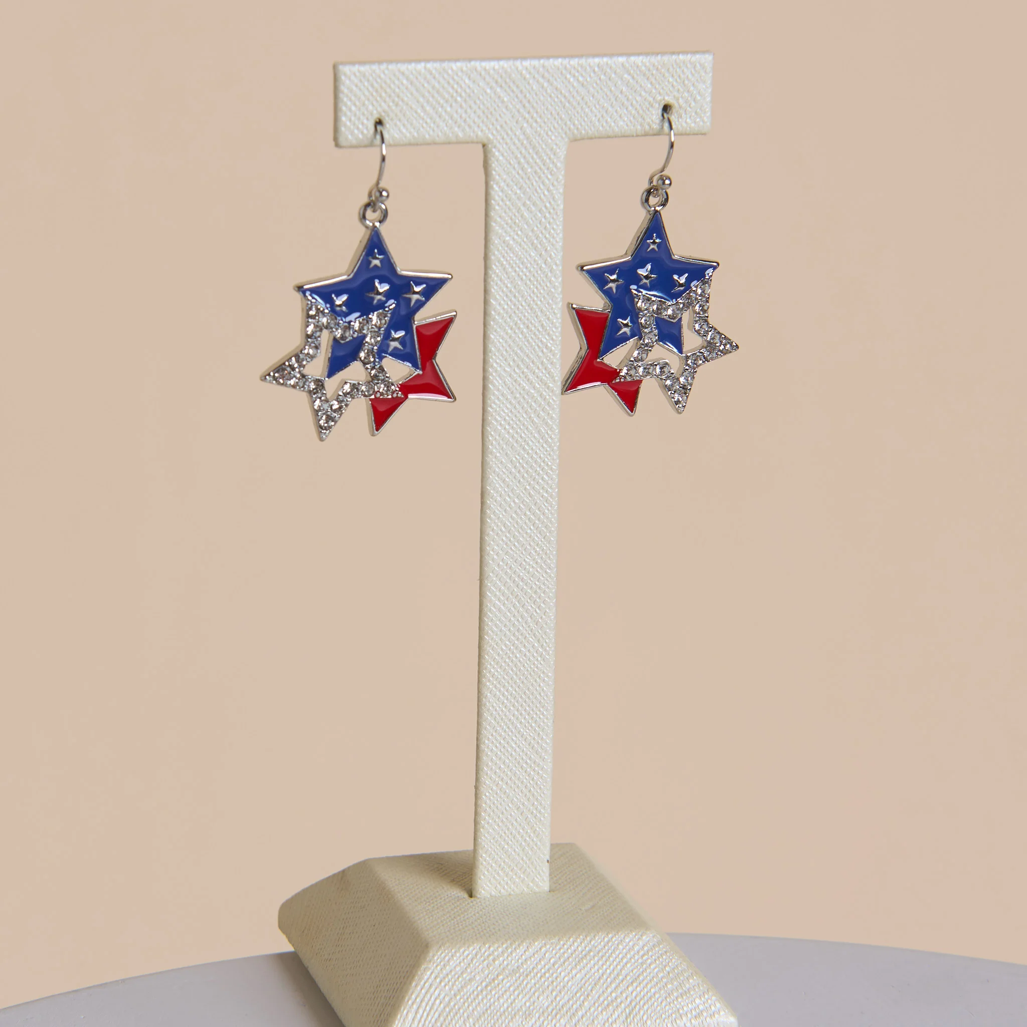Americana Multi Star Rhinestone Detail Drop Earring - Image 2