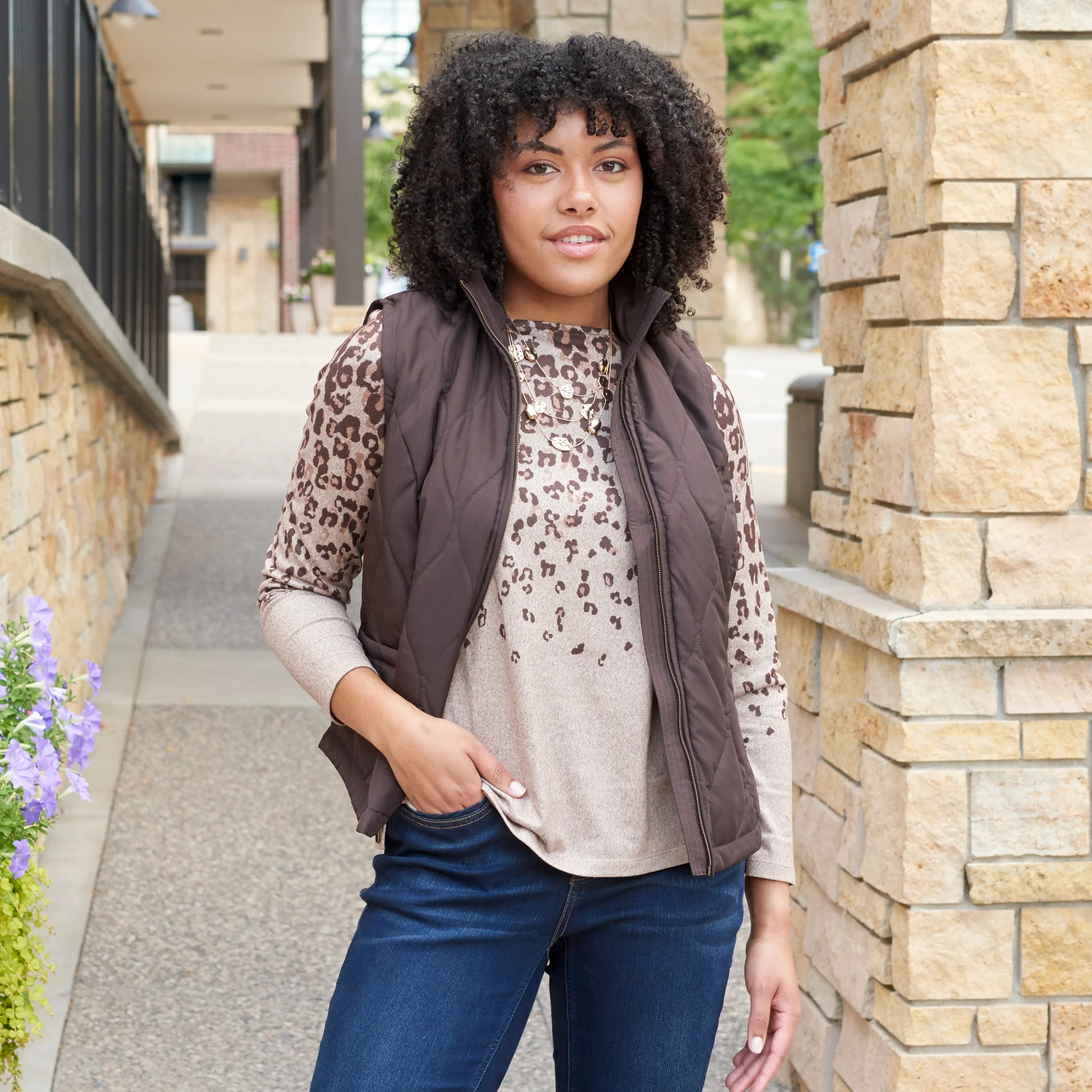 Abstract Animal Print Long Sleeve Tee - Image 2