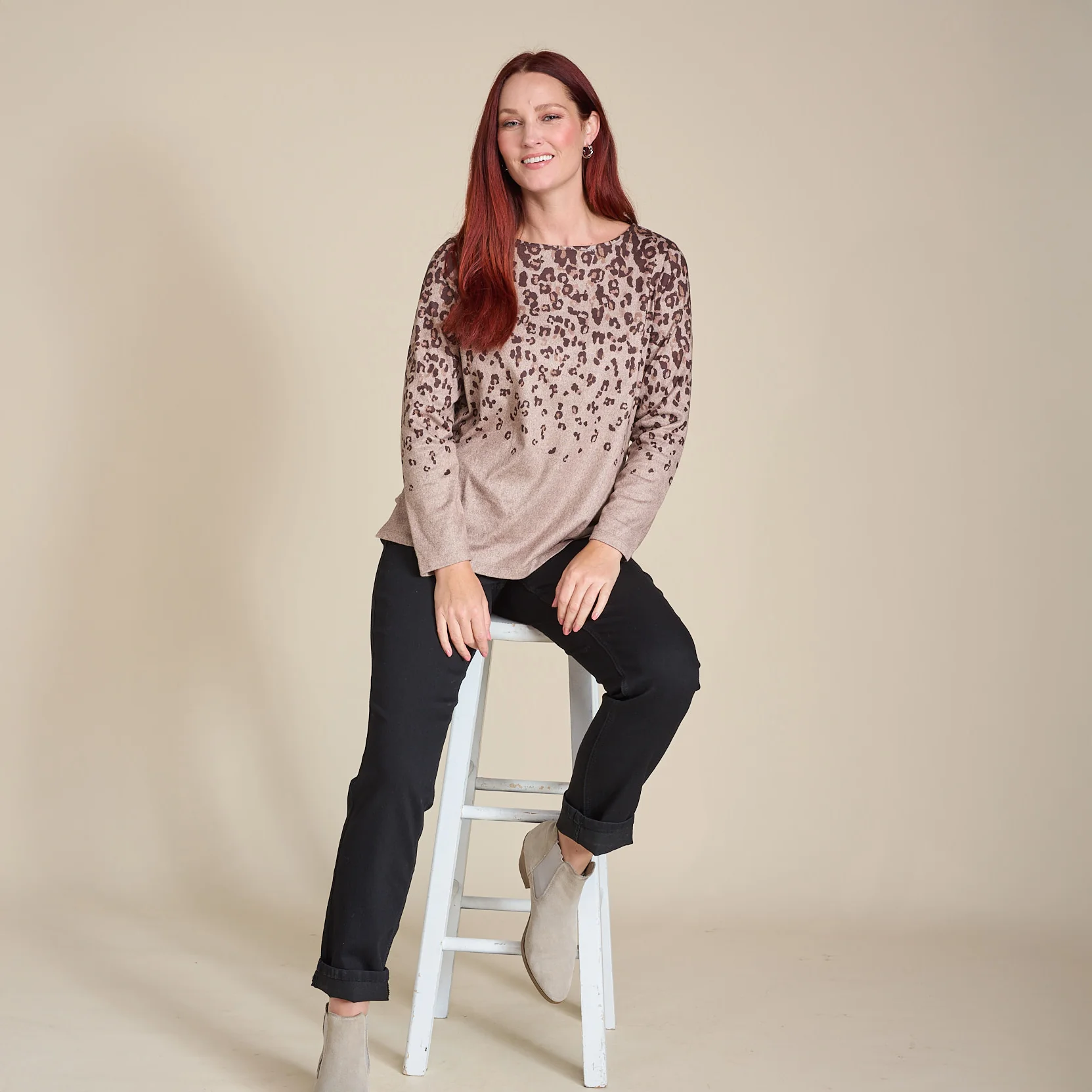 Abstract Animal Print Long Sleeve Tee - Image 6
