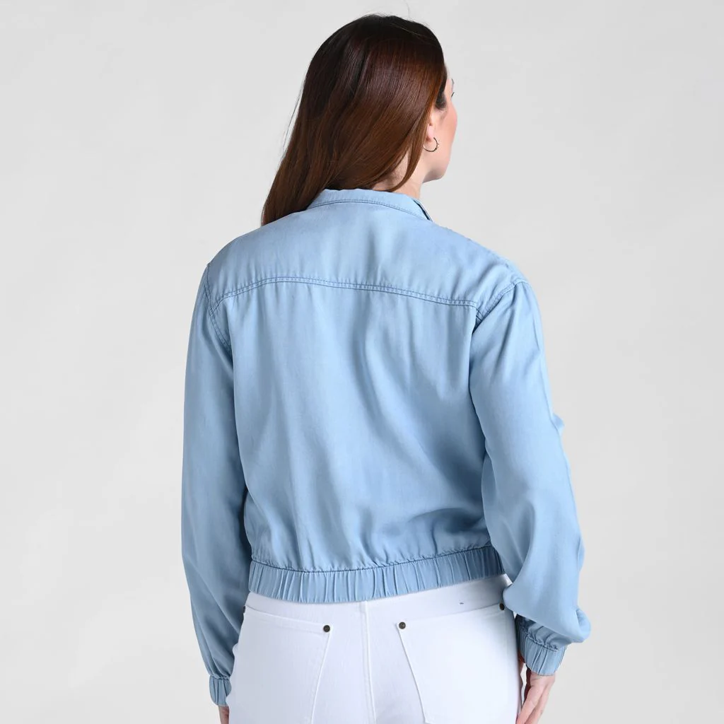 Baccini Chambray Zip Front Bomber Jacket - Image 2