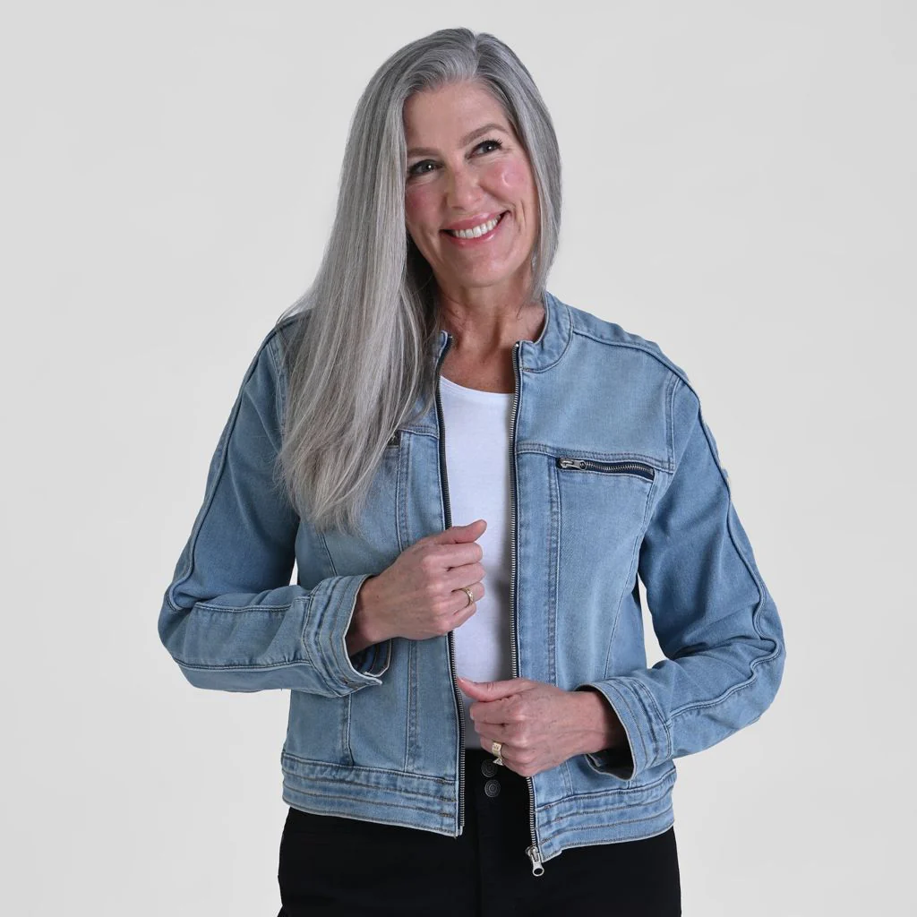 Baccini Zip Front Denim Jacket - Image 4