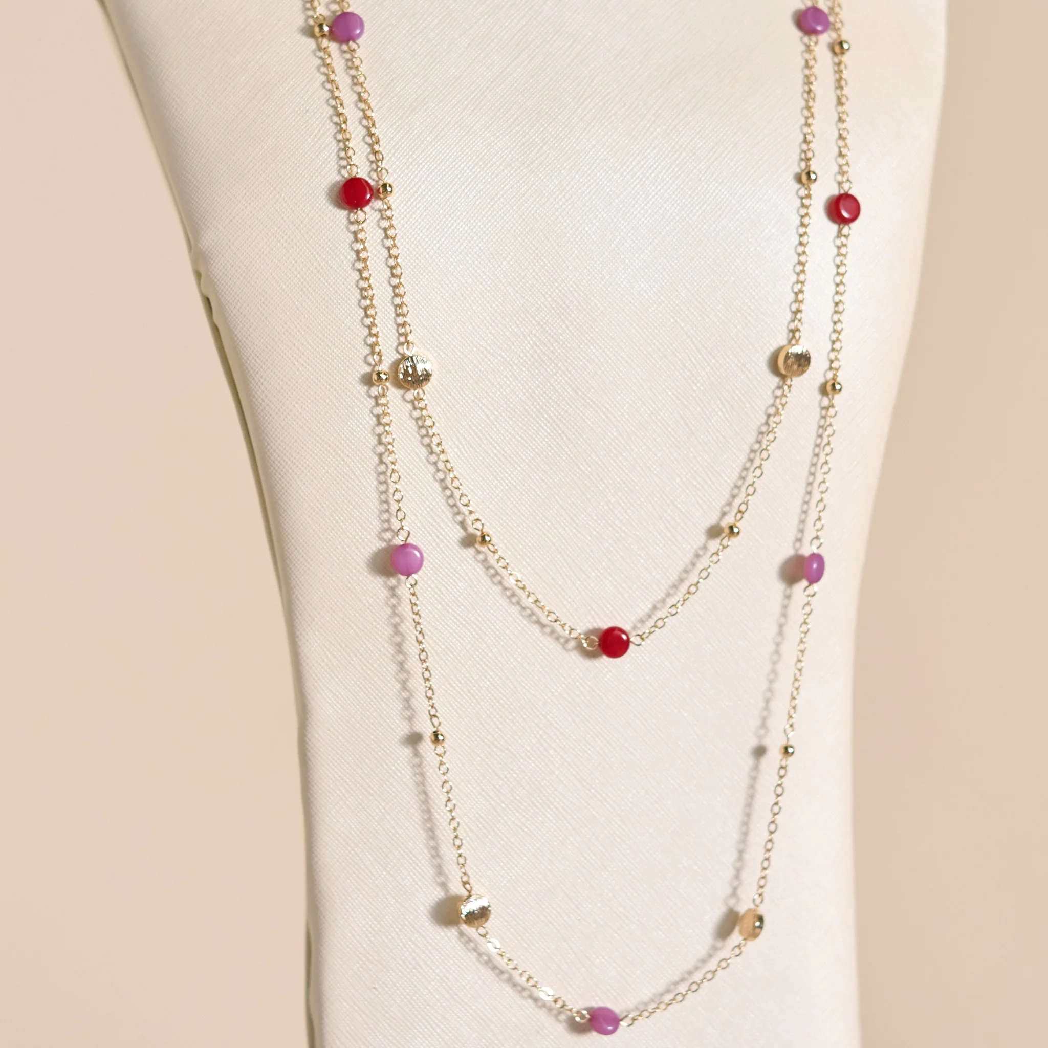 Beaded Layered Pendant Necklace - Image 2