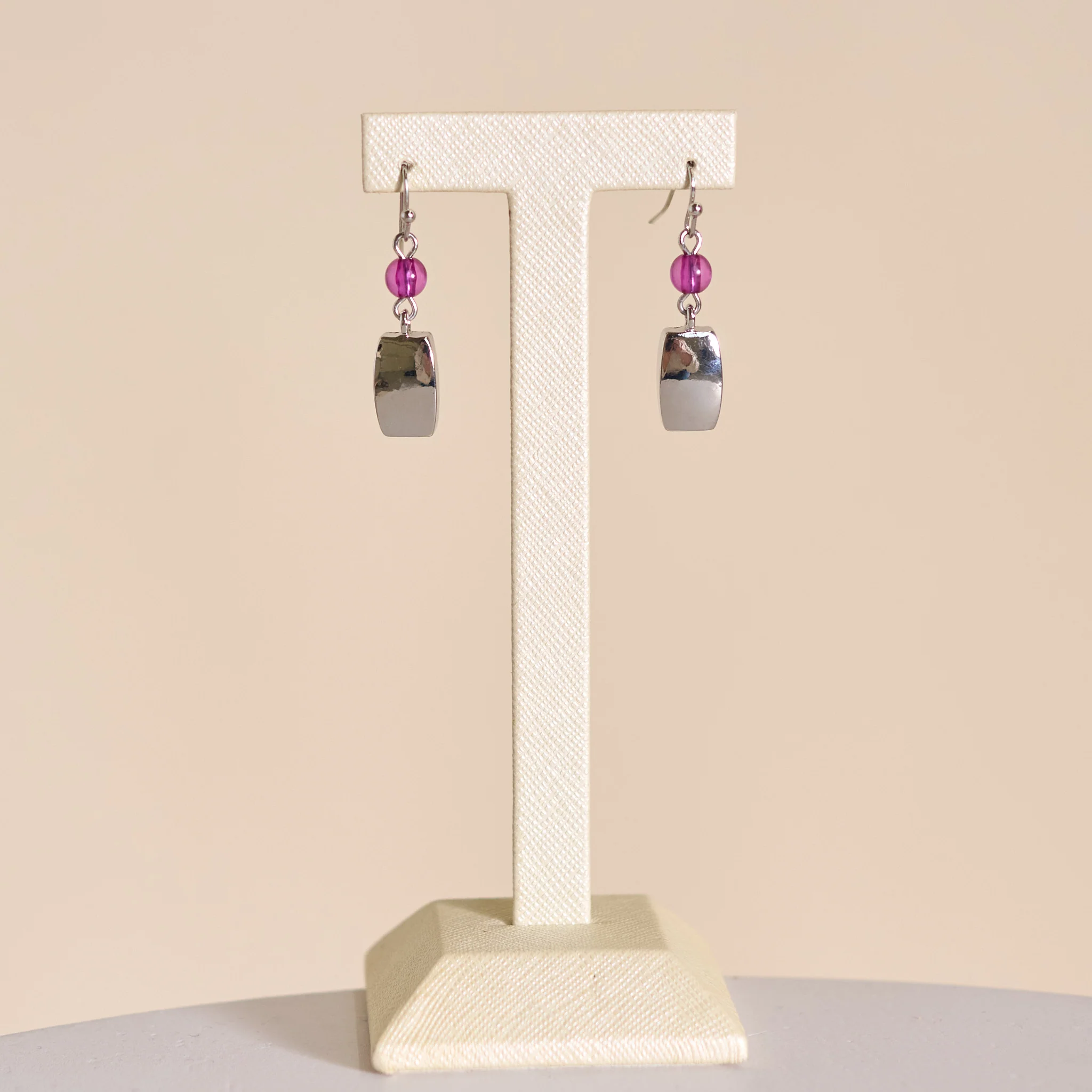 Beaded Metal Pendant Earring