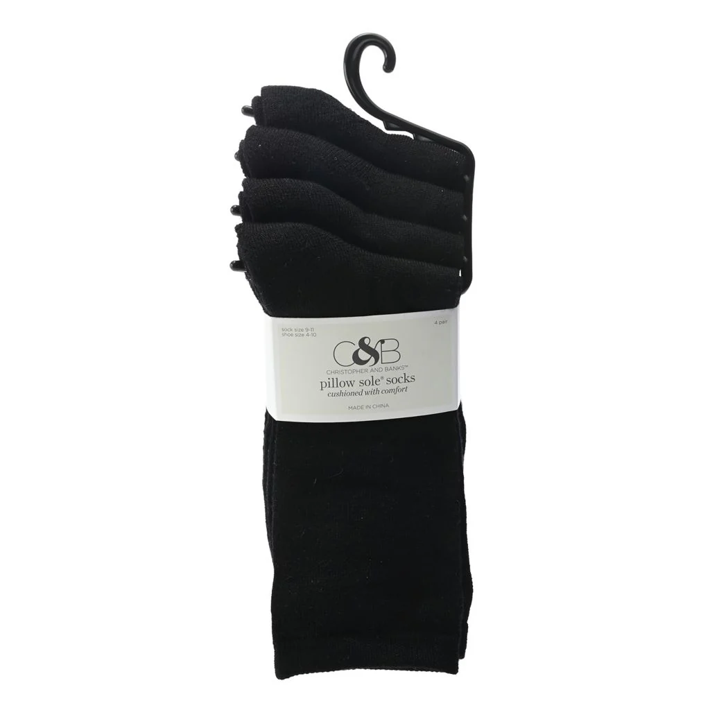 Grey and Black Pillow Sole 4 Pack Crew Socks - Image 2