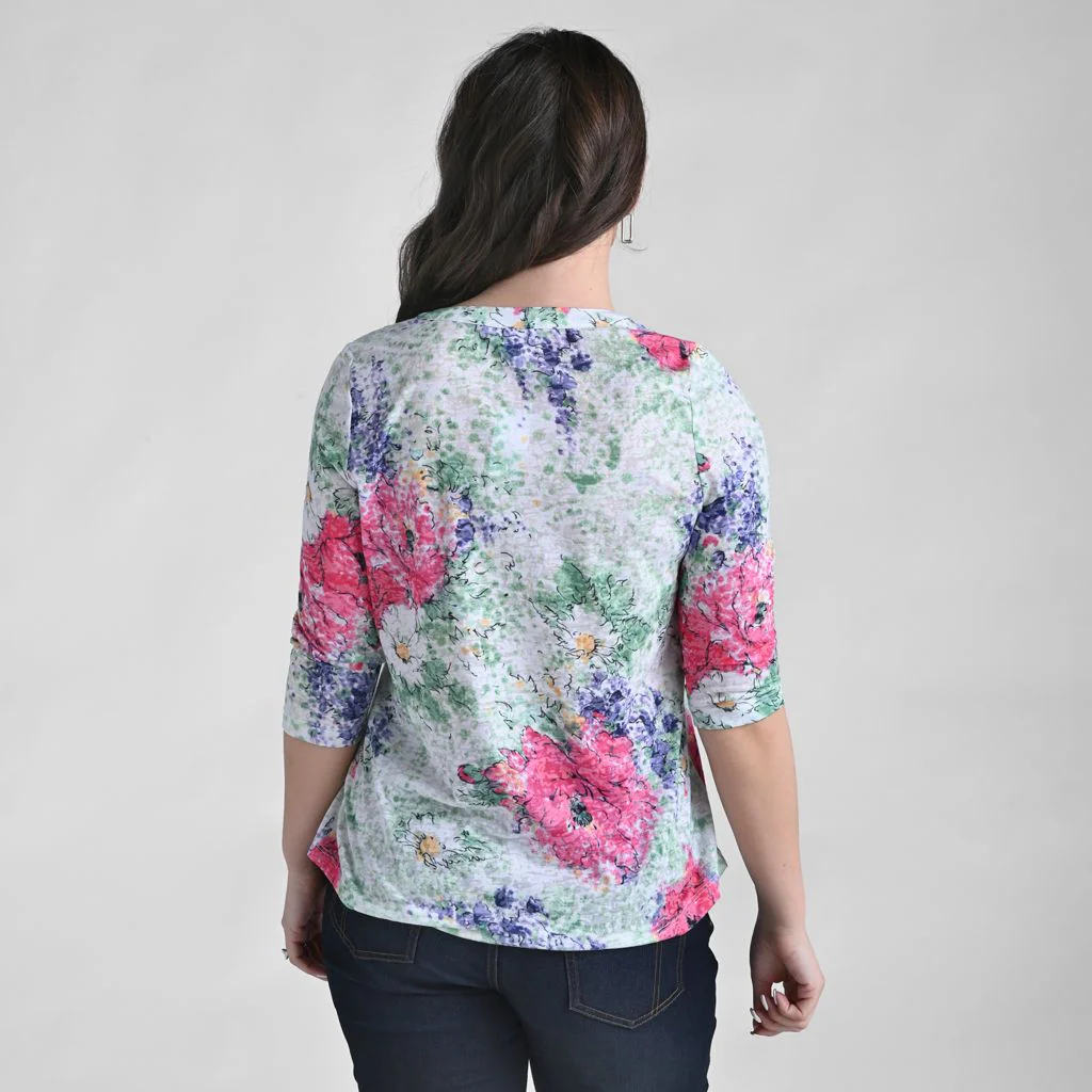 Burnout Y Neck 3/4 Sleeve Top - Image 4