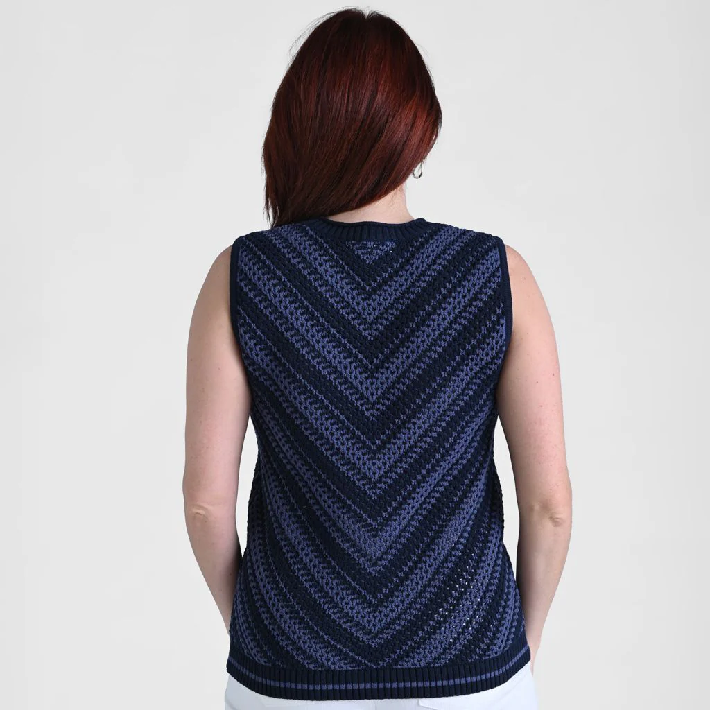Chevron Stripe Sleeveless Sweater - Image 2