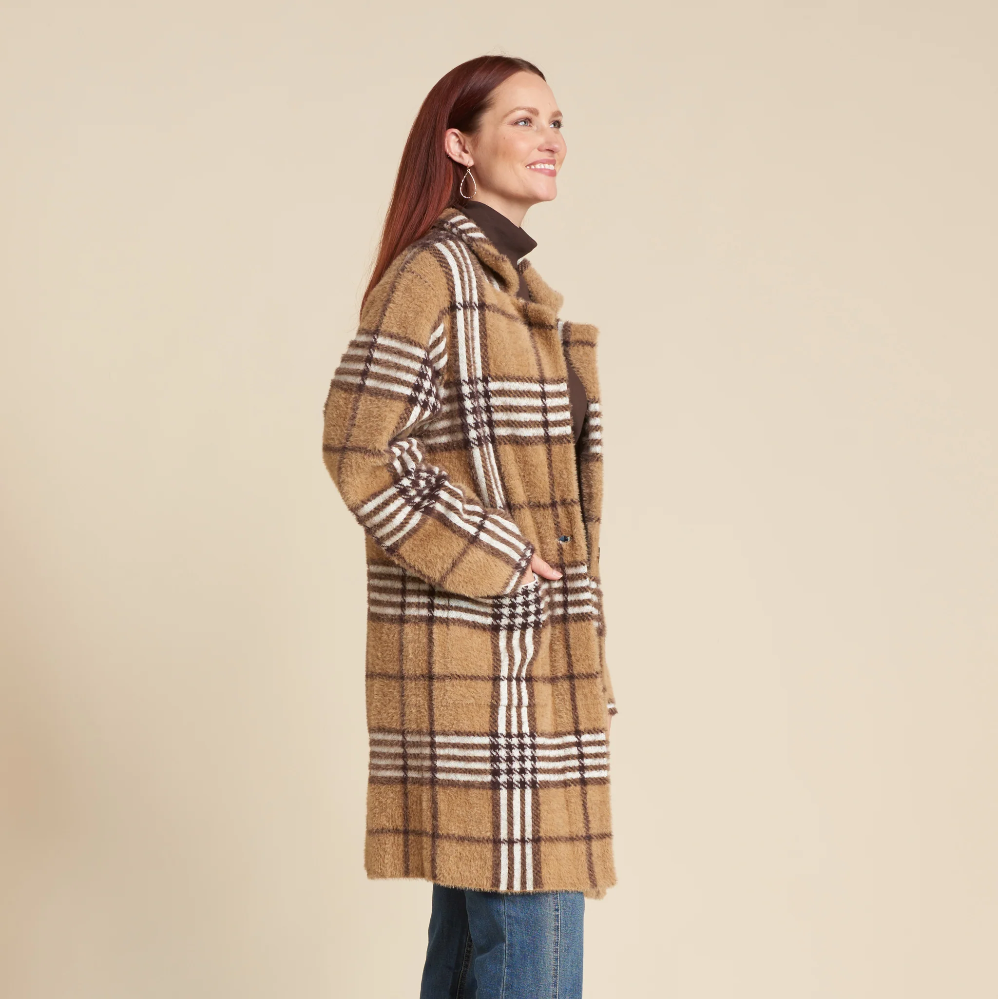 Double Knit Plaid Coatigan - Image 3