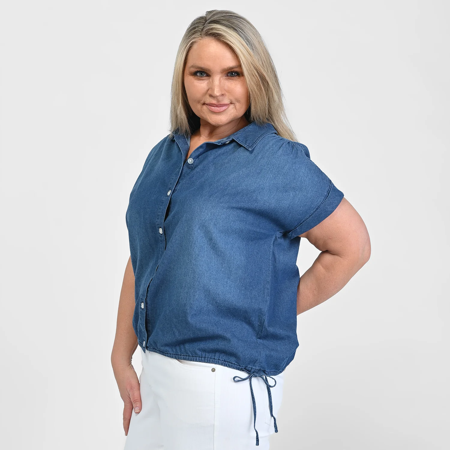 Drawstring Waist Short Sleeve Shirt - Image 10