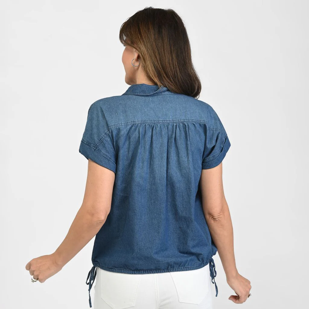 Drawstring Waist Short Sleeve Shirt - Image 4