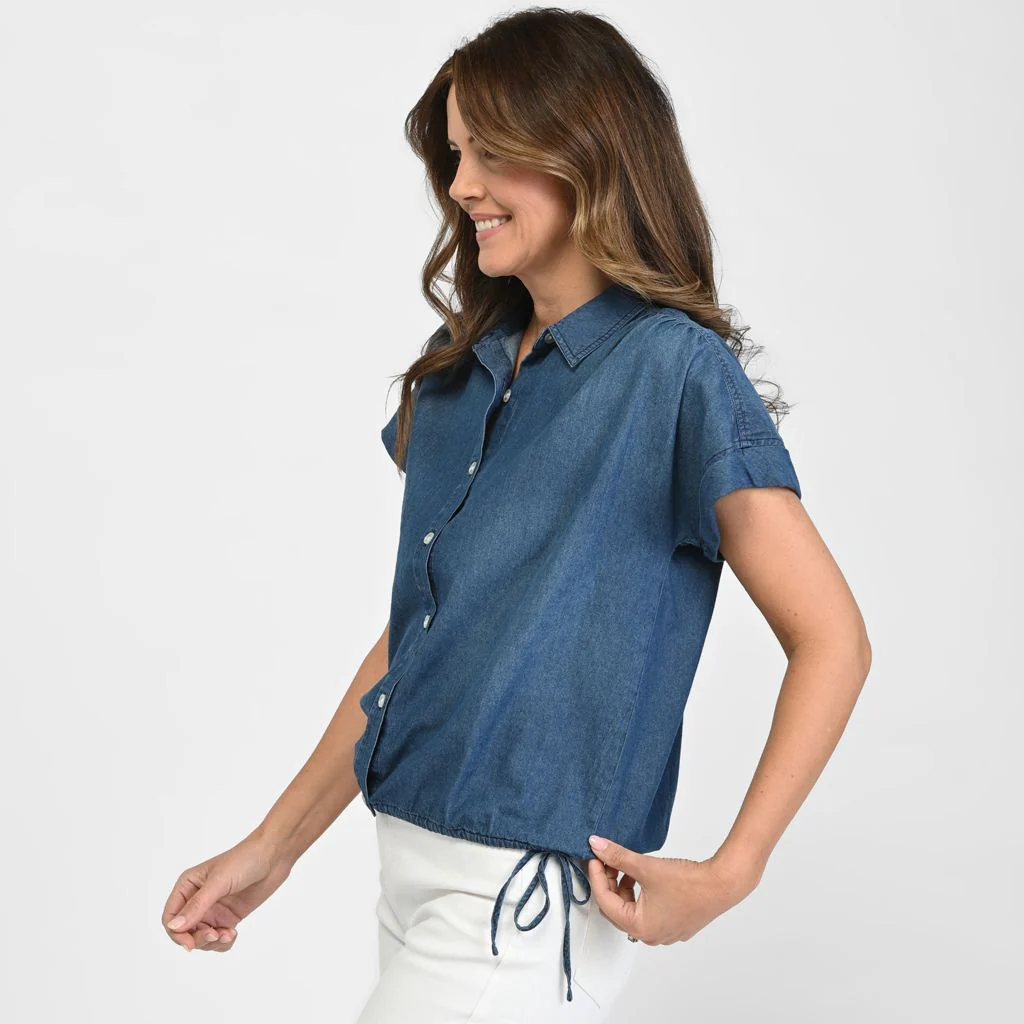 Drawstring Waist Short Sleeve Shirt - Image 5