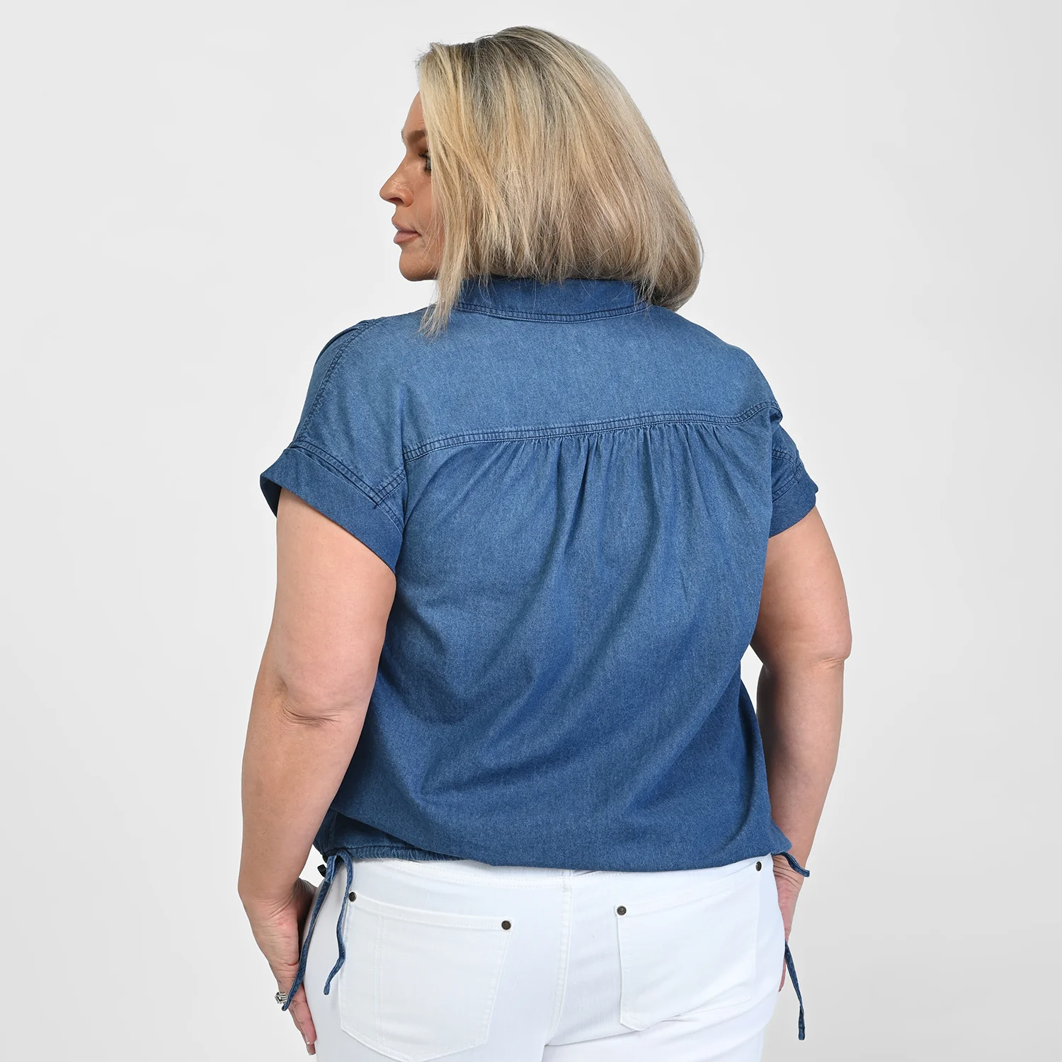 Drawstring Waist Short Sleeve Shirt - Image 9