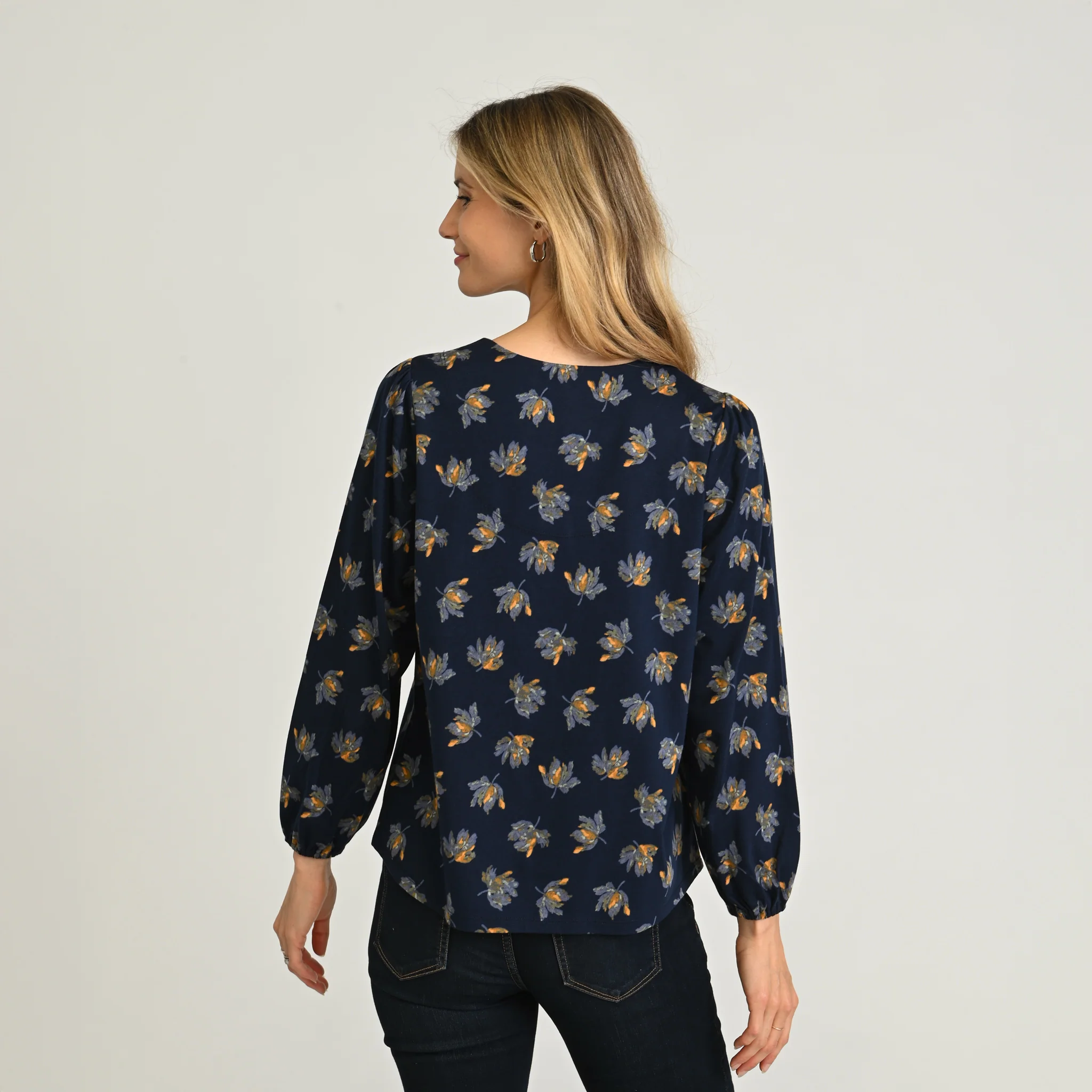 Embroidered Tie Neck Peasant Top - Image 4
