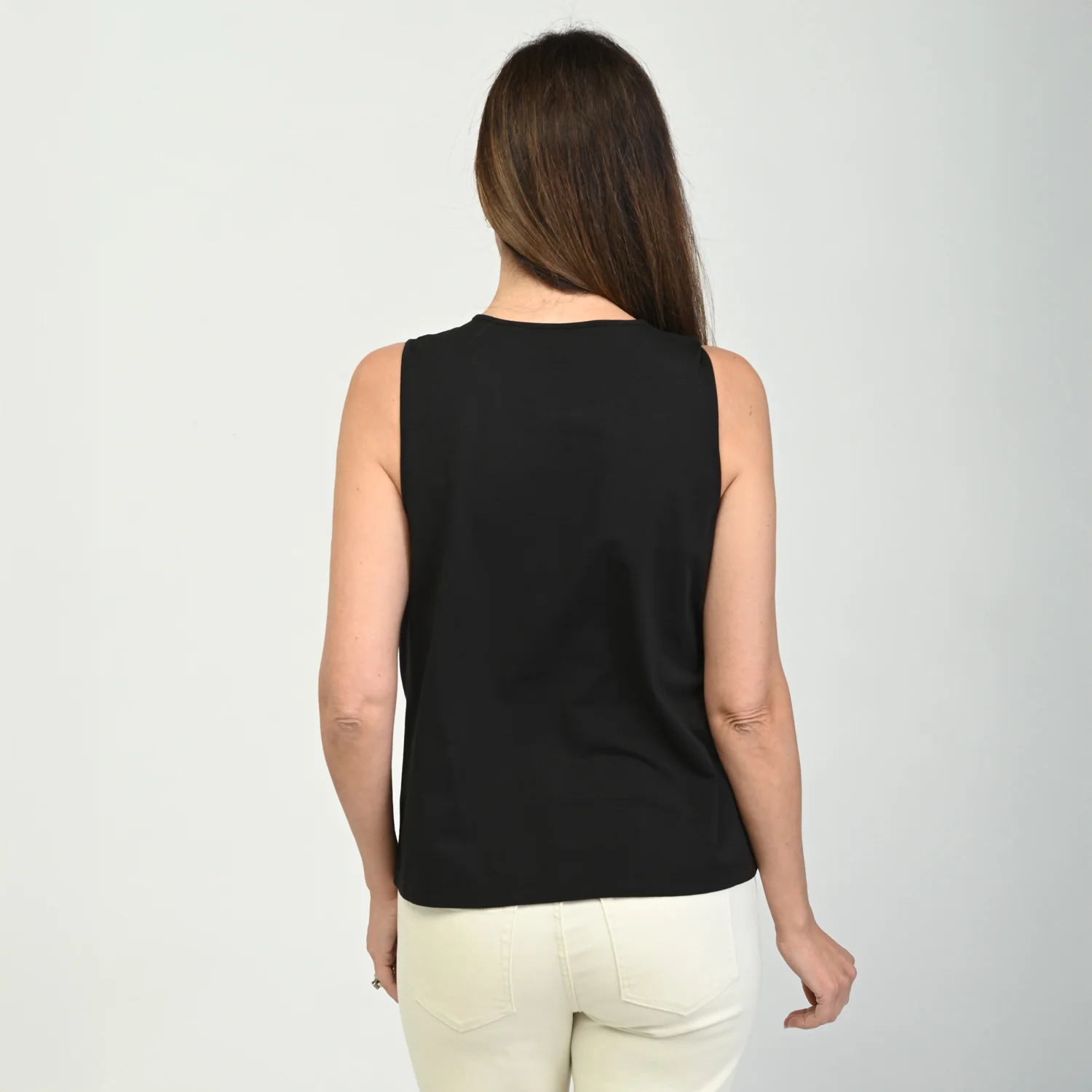Embroidered Yoke Sleeveless Top - Image 3