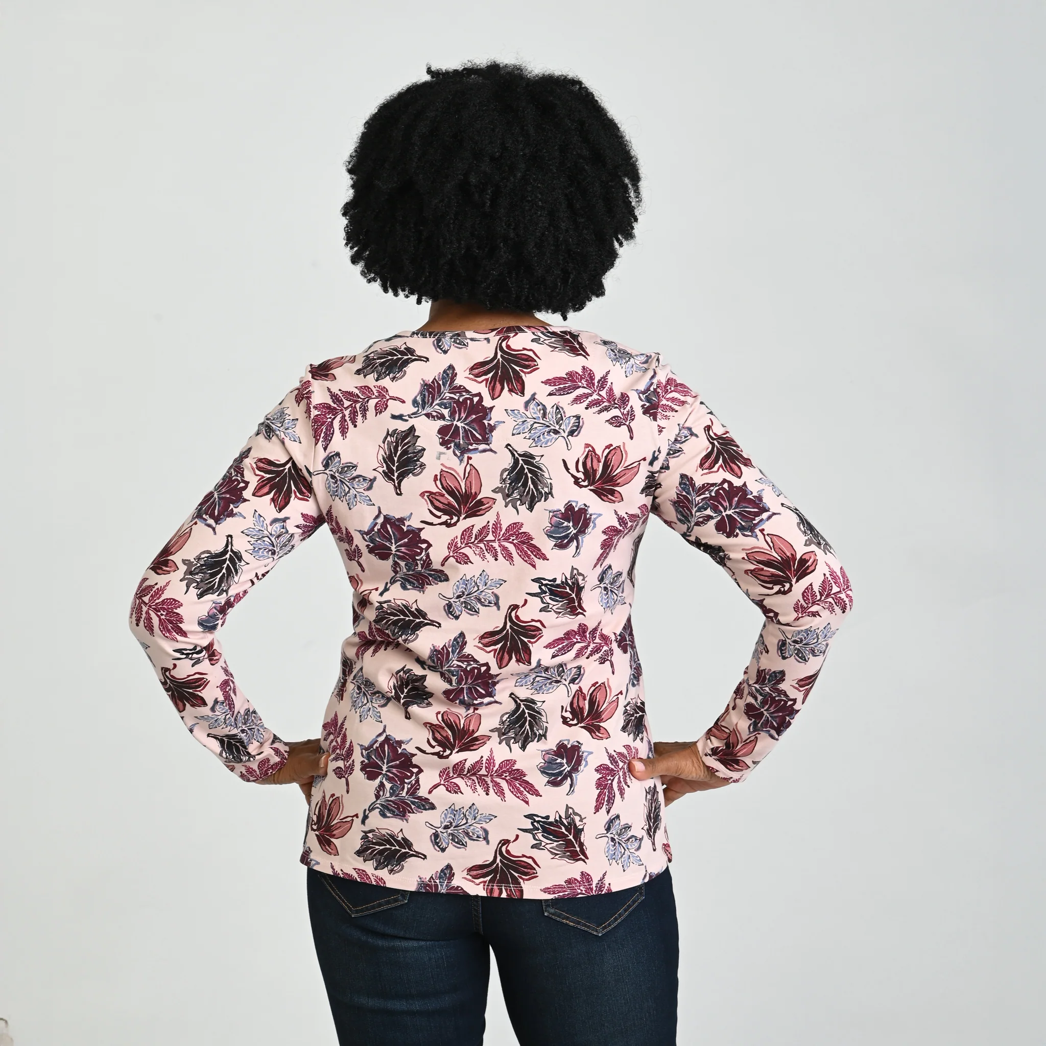Fall Leaf Print Long Sleeve Tee - Image 4