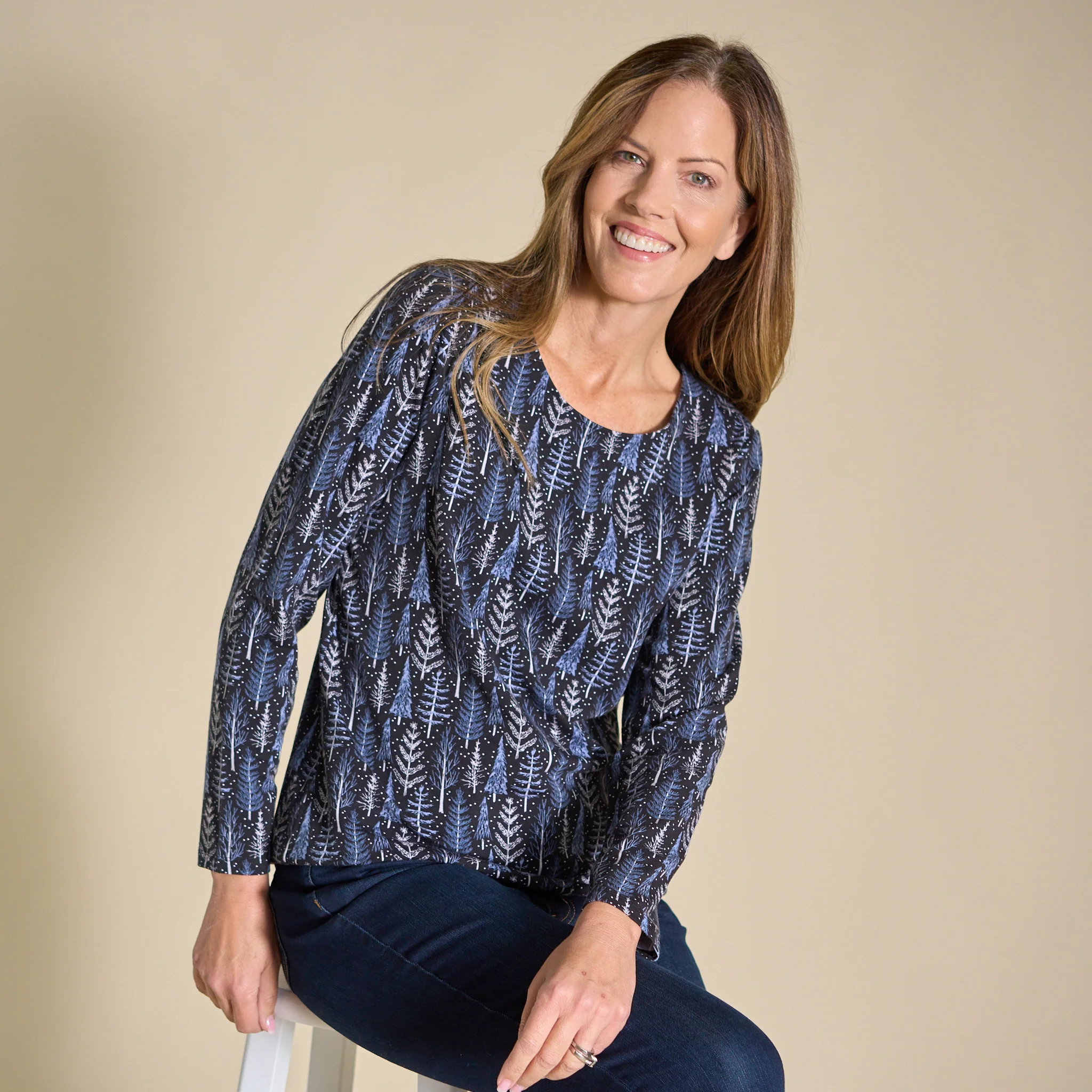 Festive Tree Print Long Sleeve Tee
