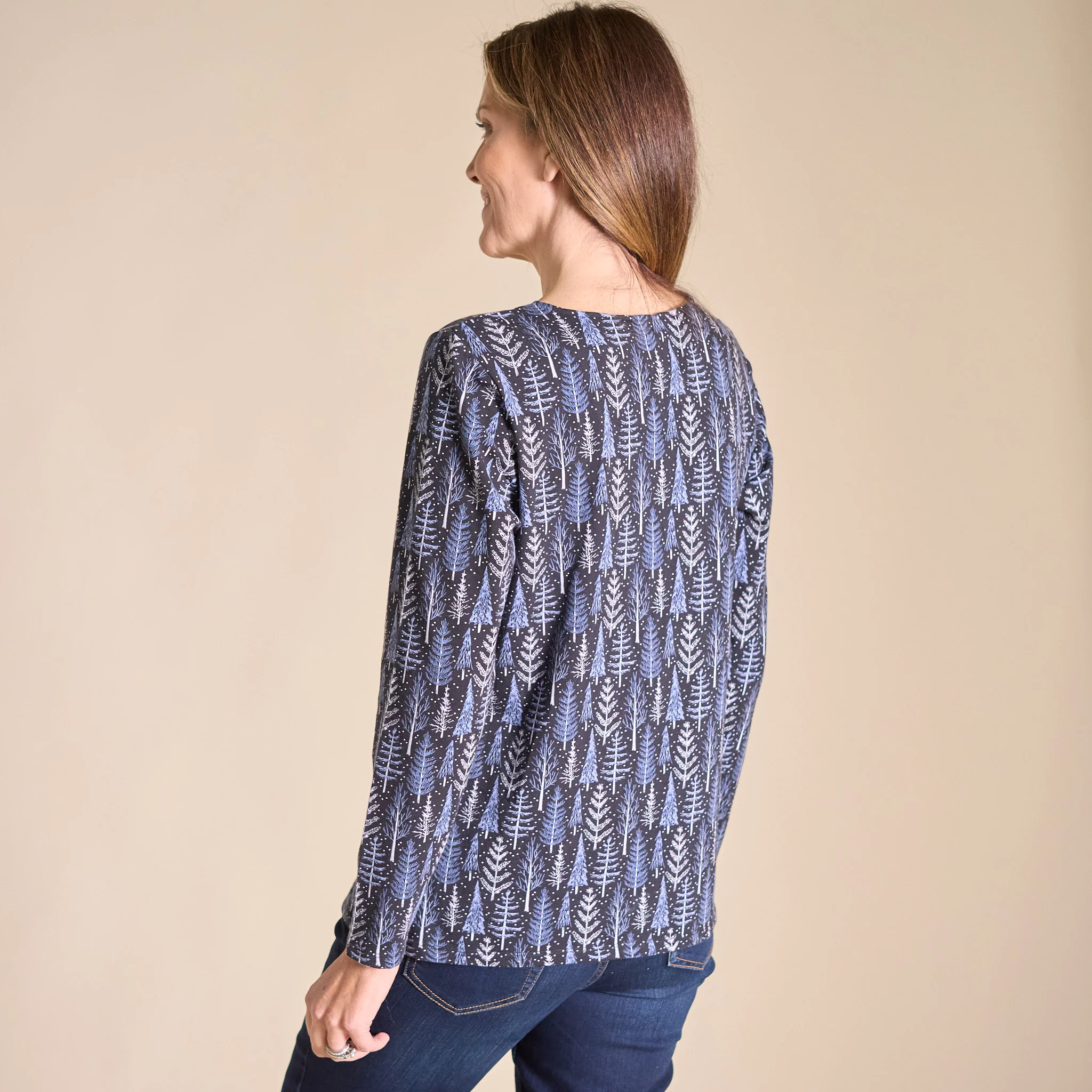 Festive Tree Print Long Sleeve Tee - Image 3