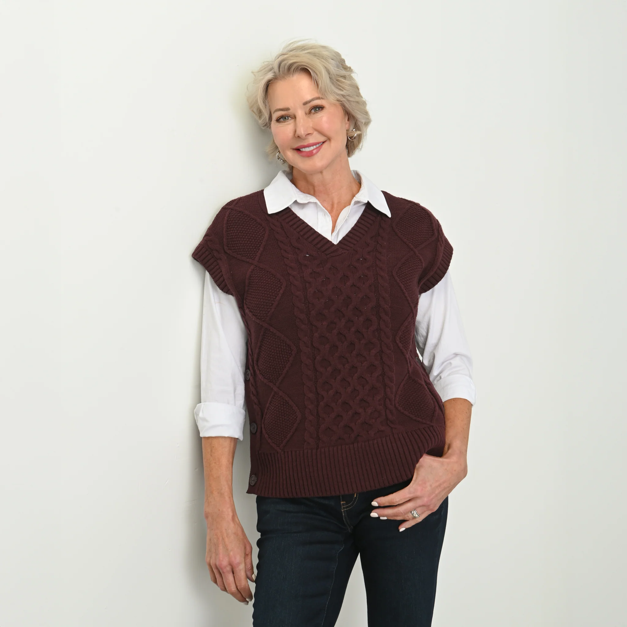 Fisherman Stitch Pullover Vest