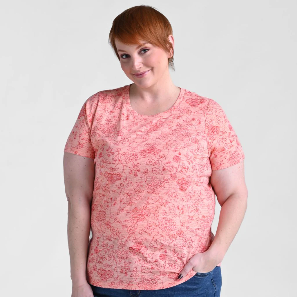 Floral Print Side Cinched Short Sleeve Tee - Image 6