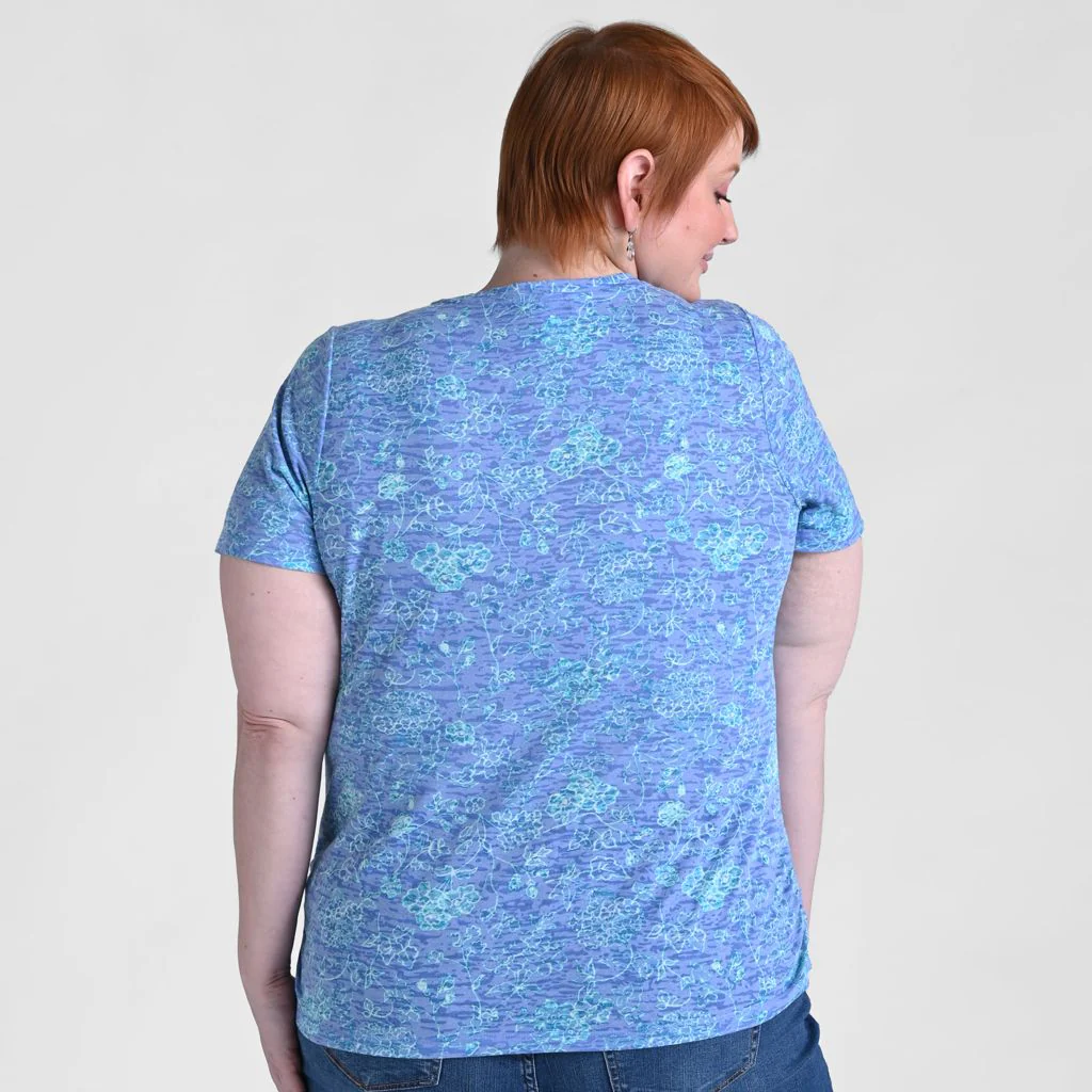 Floral Print Side Cinched Short Sleeve Tee - Image 7