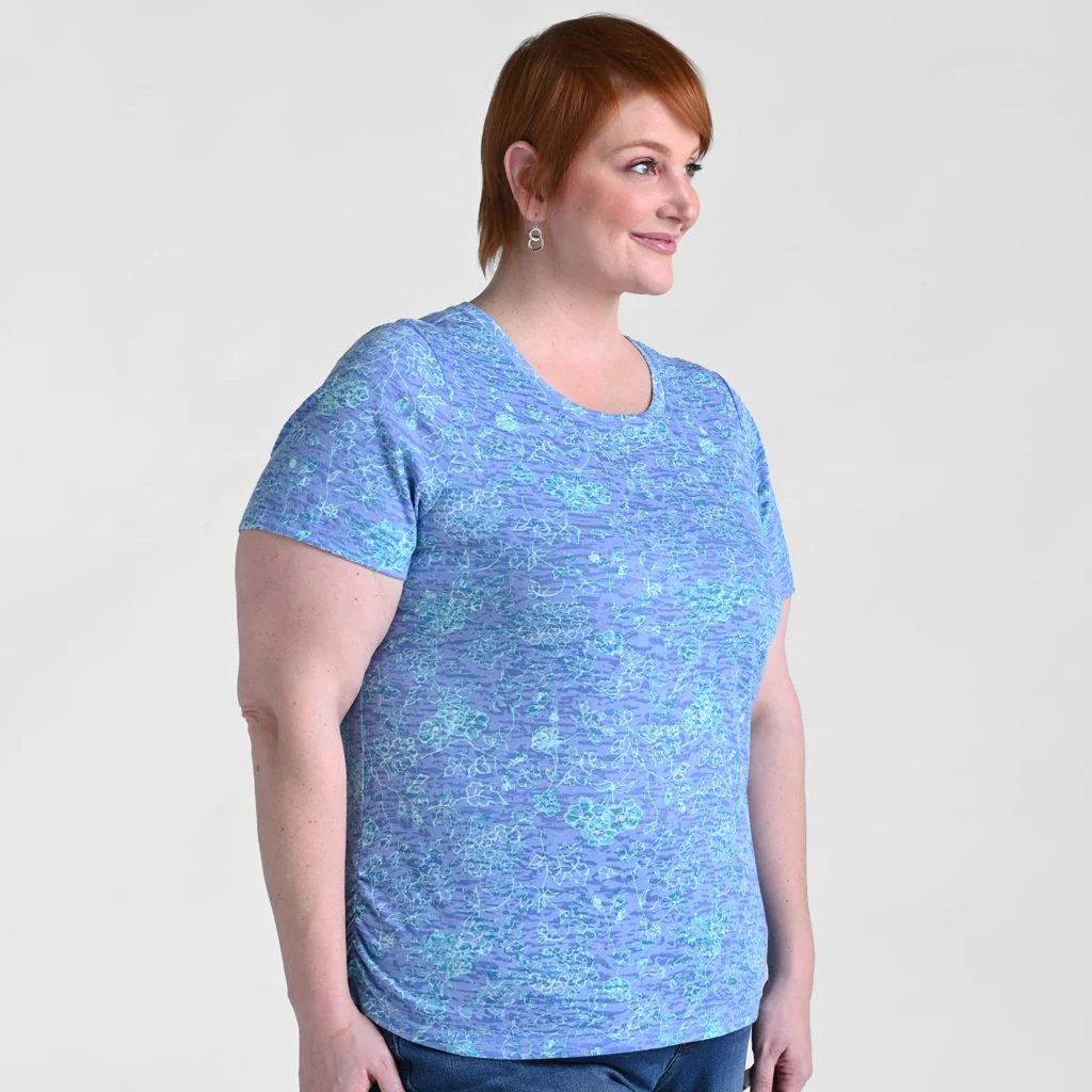 Floral Print Side Cinched Short Sleeve Tee - Image 8