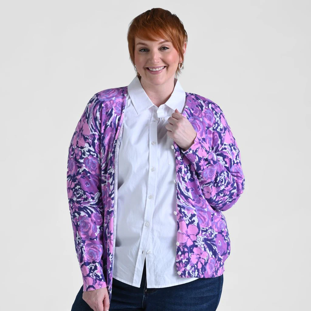 Floral Print V Neck Cardigan - Image 4