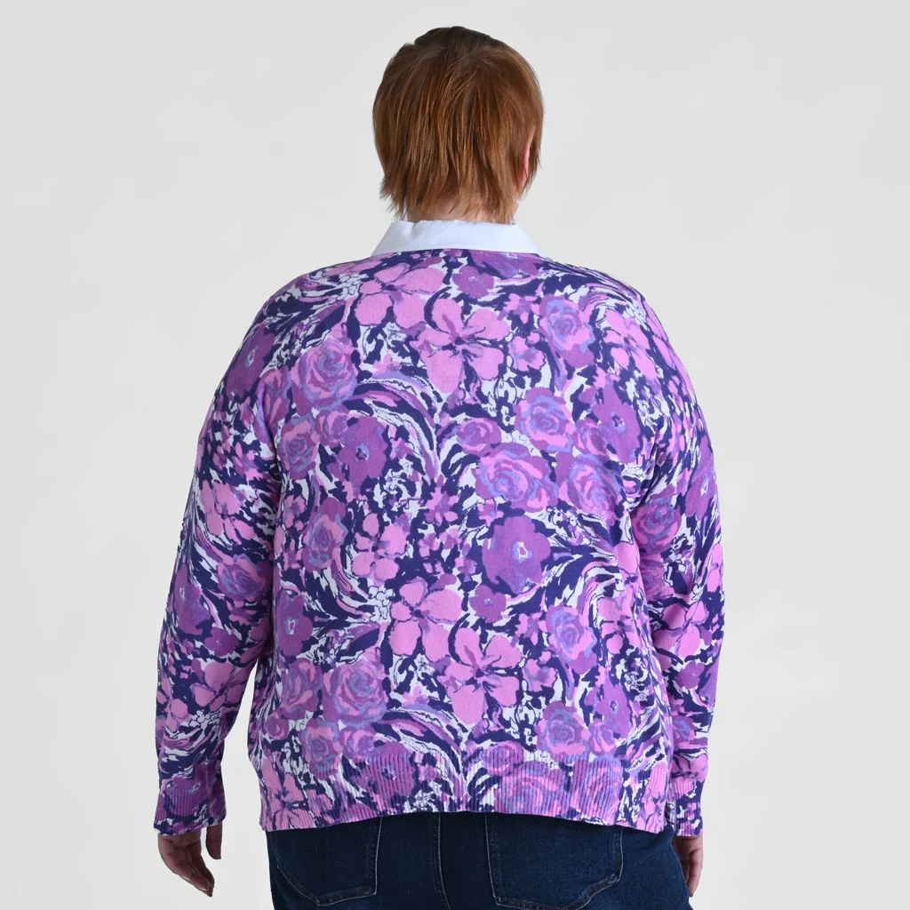 Floral Print V Neck Cardigan - Image 5