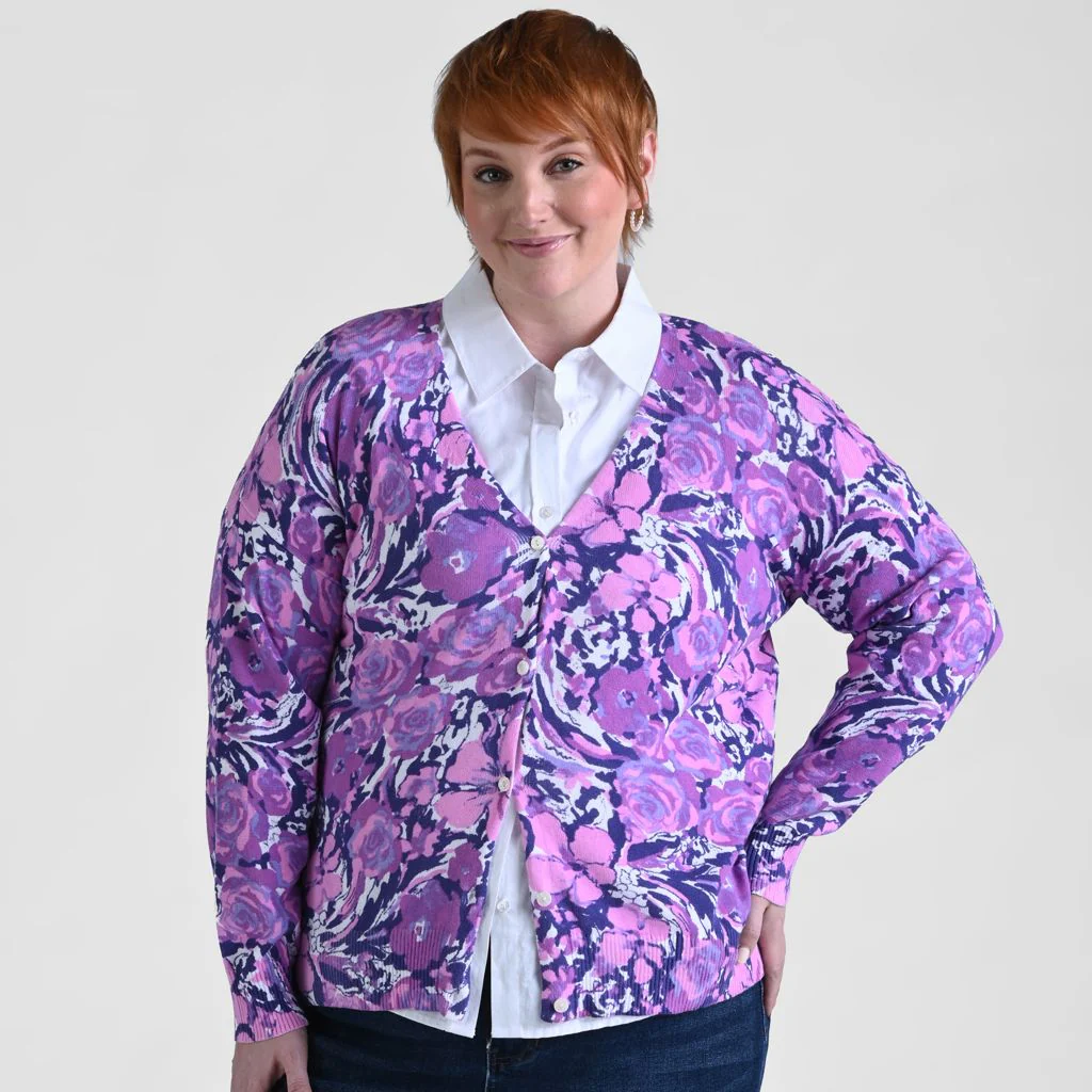 Floral Print V Neck Cardigan - Image 6