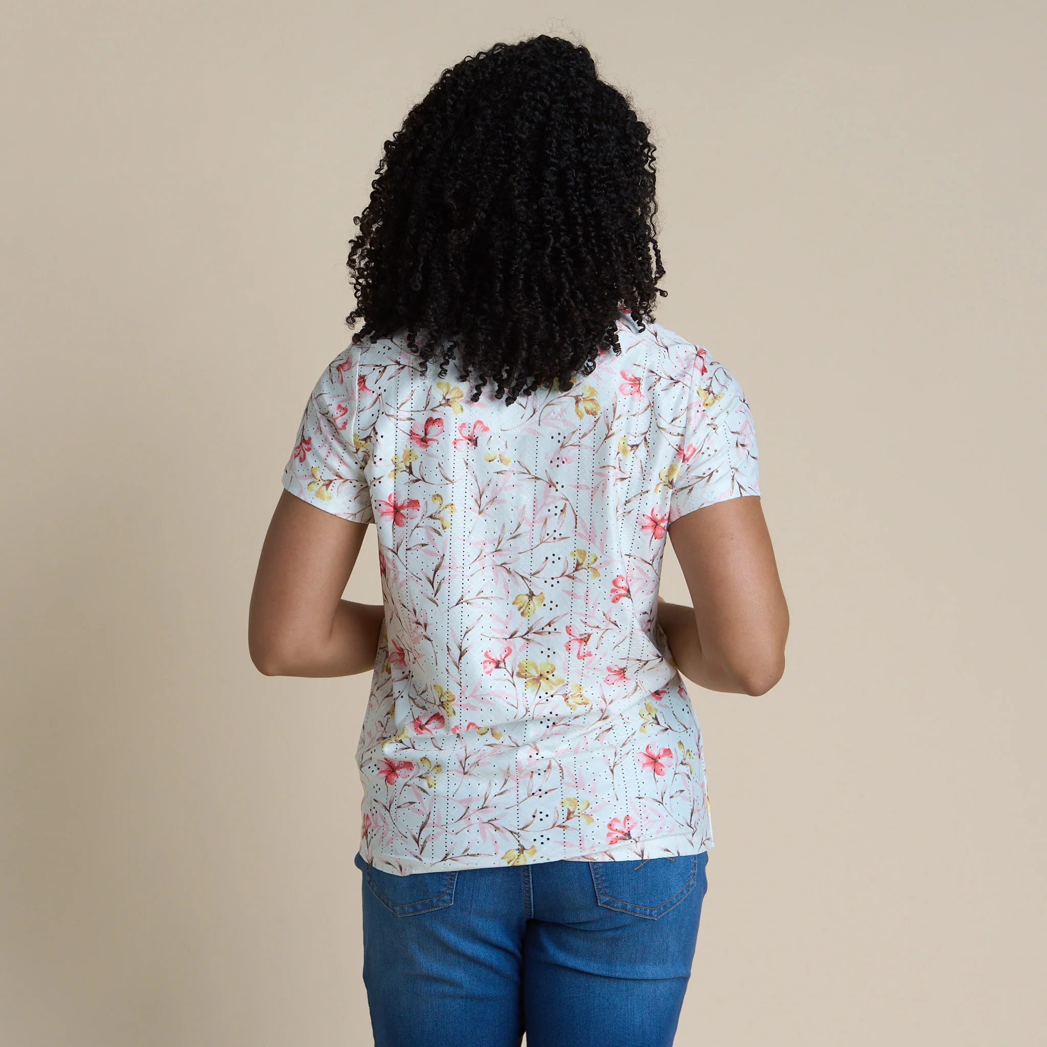 Floral Print Tie Front Eyelet Knit Top - Image 6