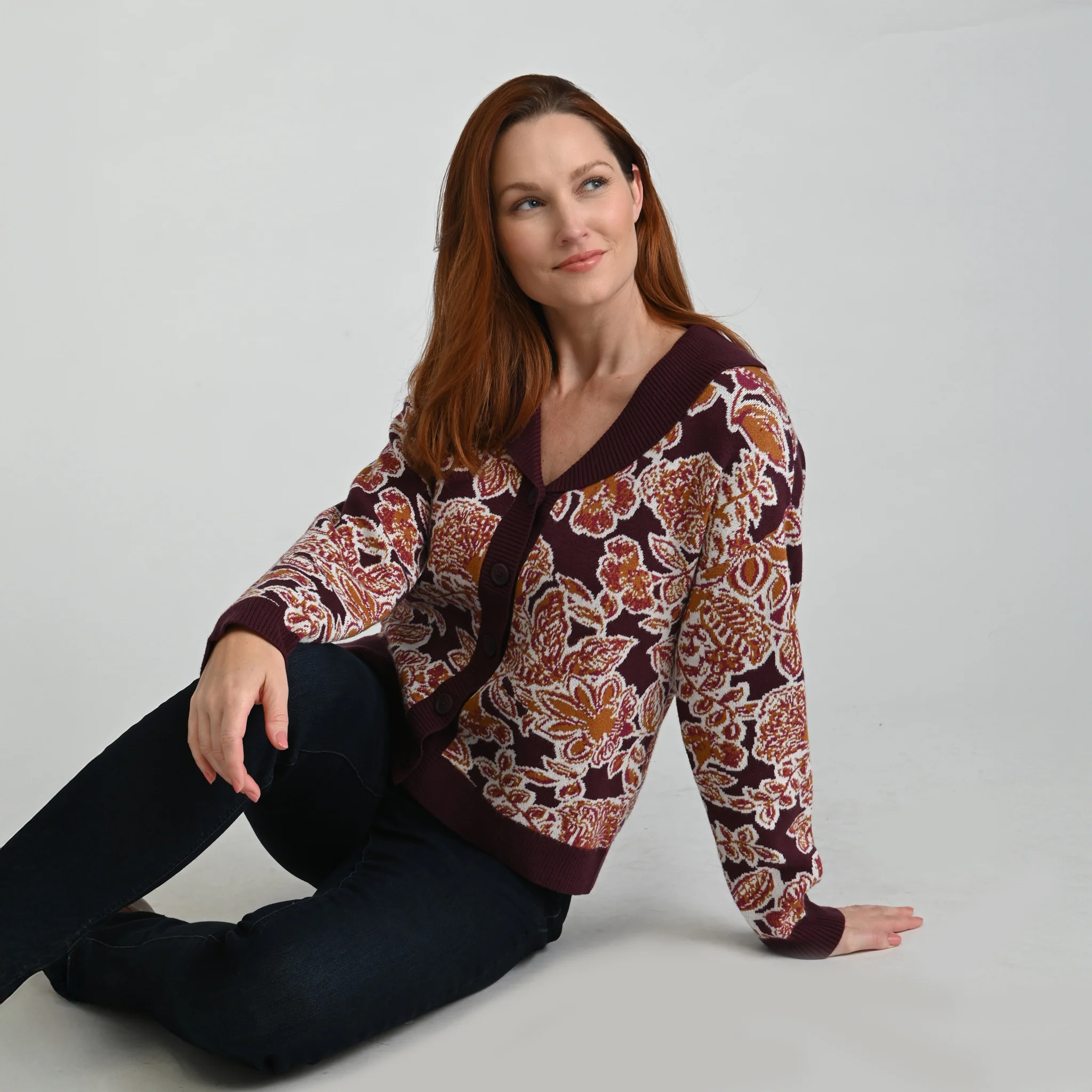 Floral Shawl Collar Cardigan - Image 5