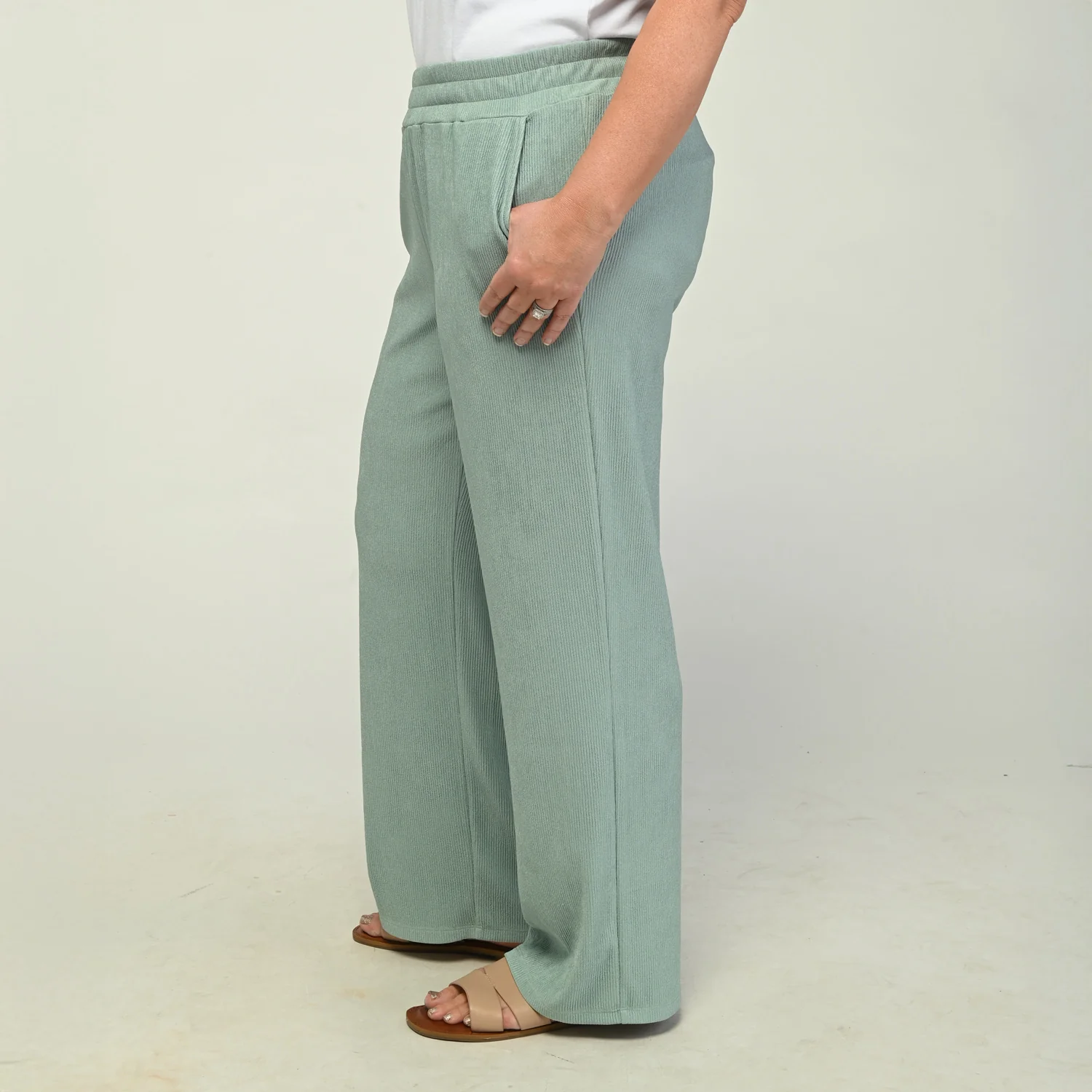 Flowy Pull On Ribbed Knit Pant - Image 10