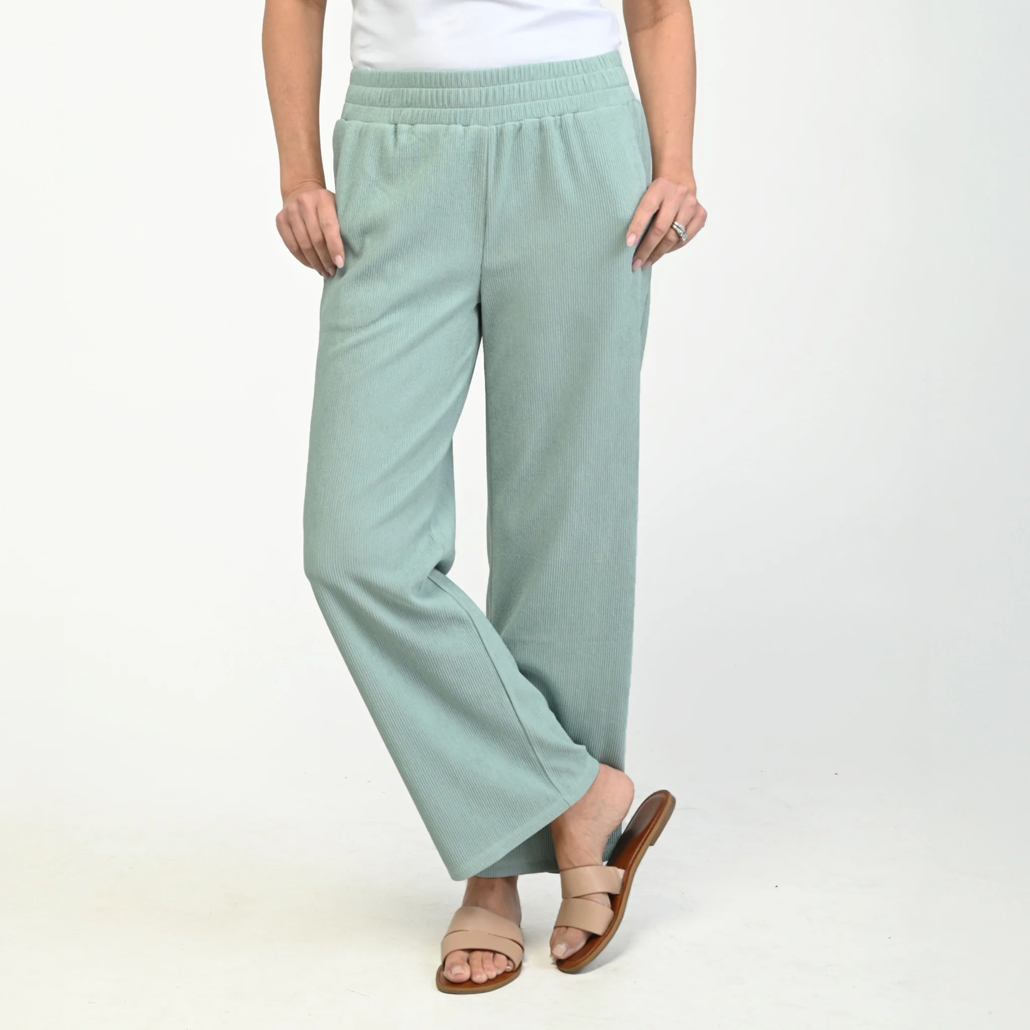 Flowy Pull On Ribbed Knit Pant - Image 4