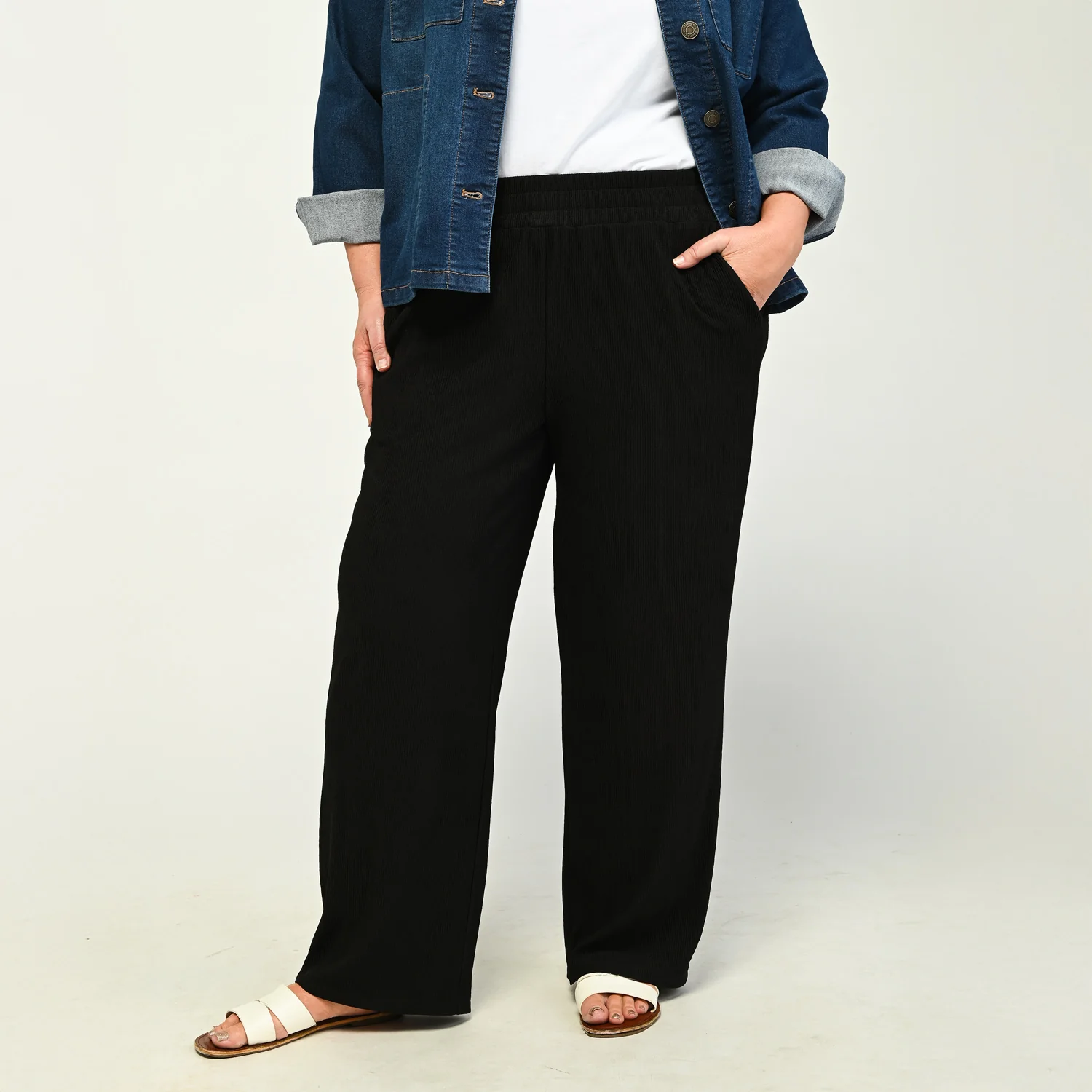 Flowy Pull On Ribbed Knit Pant - Image 5