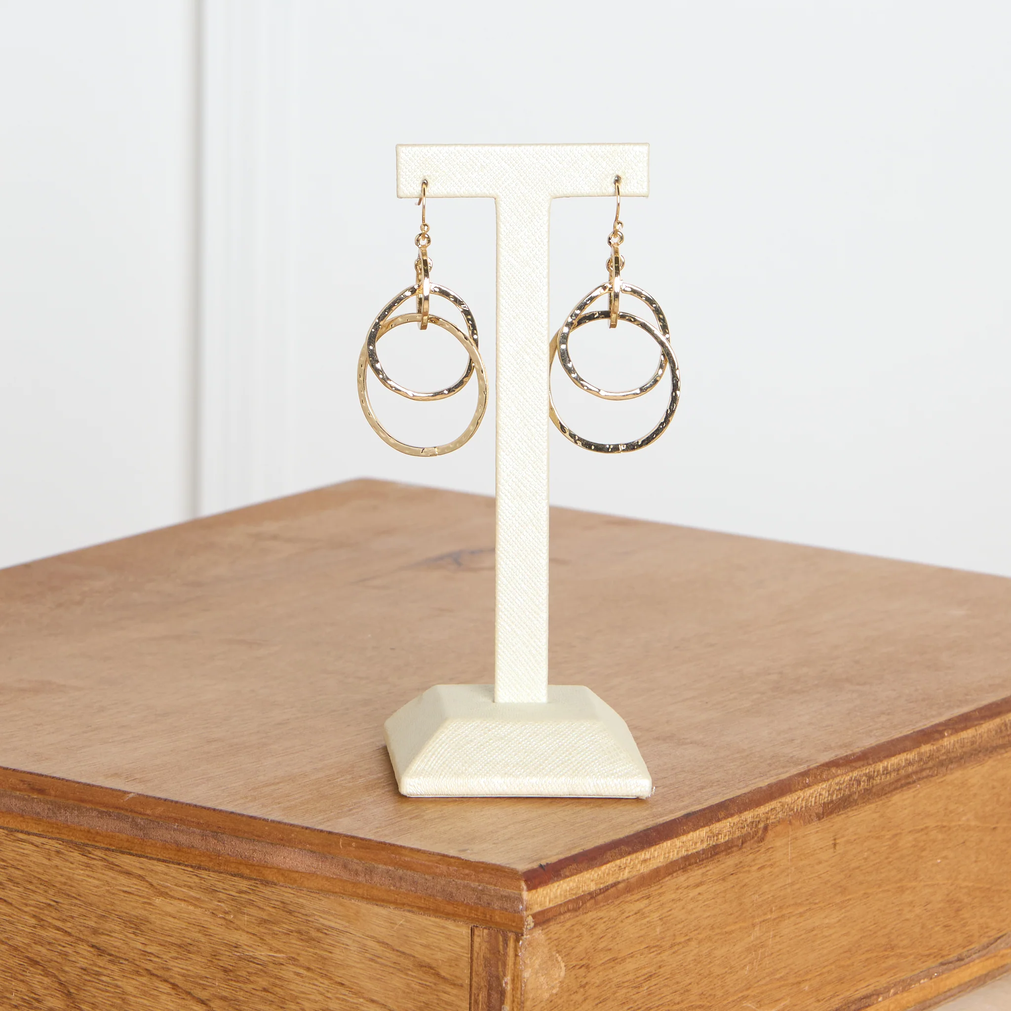 Gold Multi Metal Circle Drop Fishhook Earrings