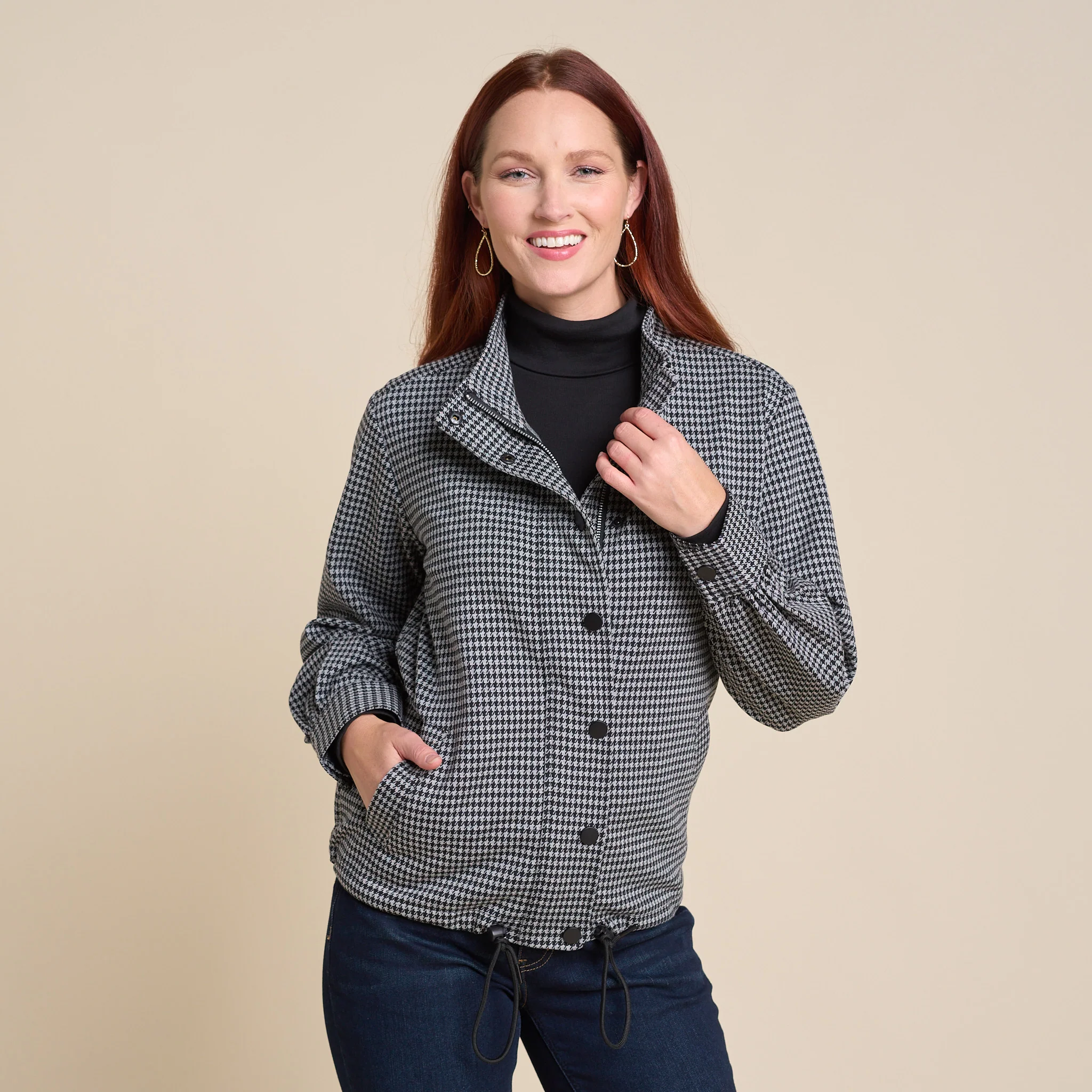 Houndstooth Printed Jacket - Image 6
