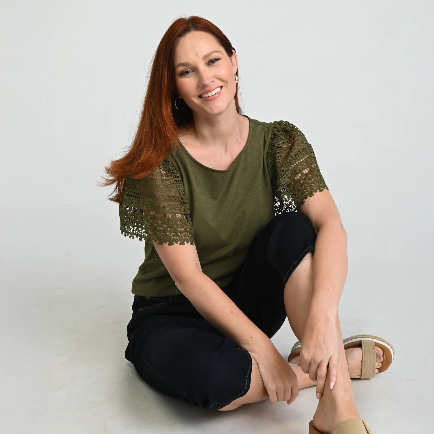 Lace Flutter Sleeve Top - Image 2