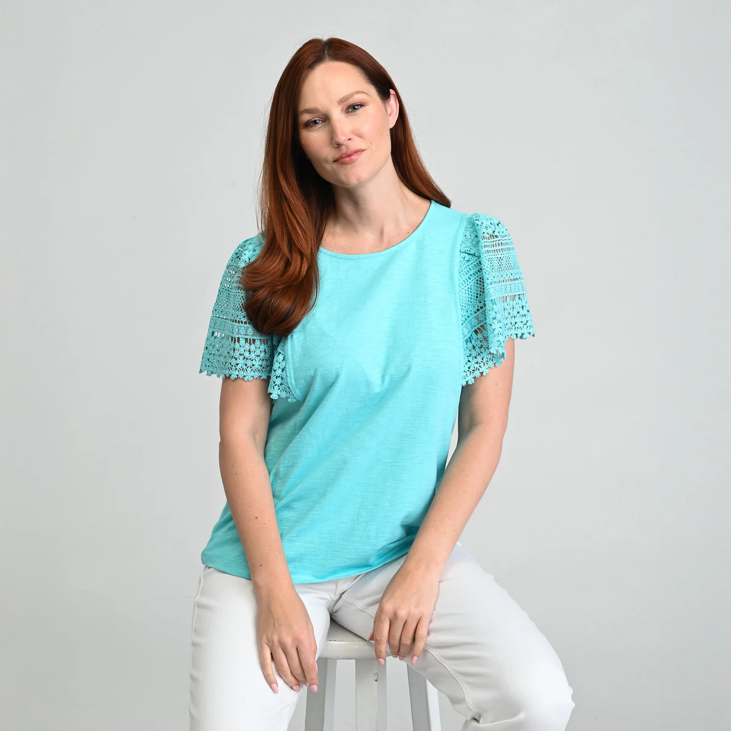 Lace Flutter Sleeve Top - Image 3