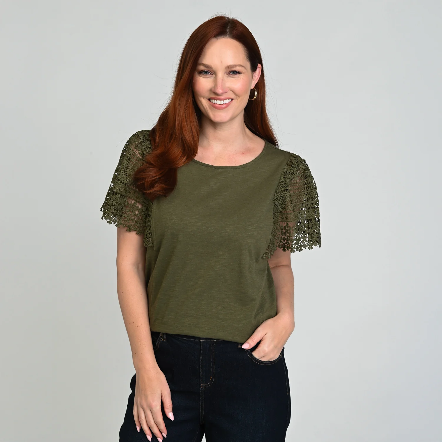 Lace Flutter Sleeve Top - Image 4