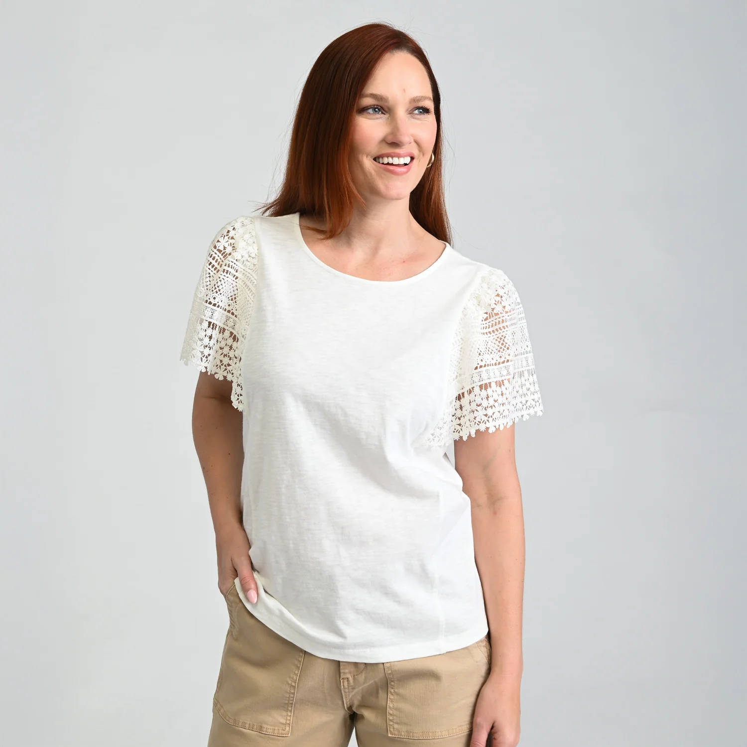 Lace Flutter Sleeve Top - Image 7