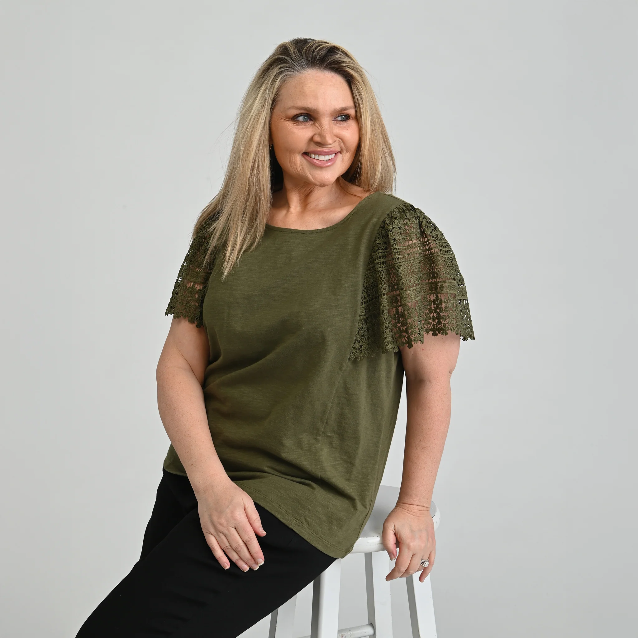 Lace Flutter Sleeve Top - Image 8