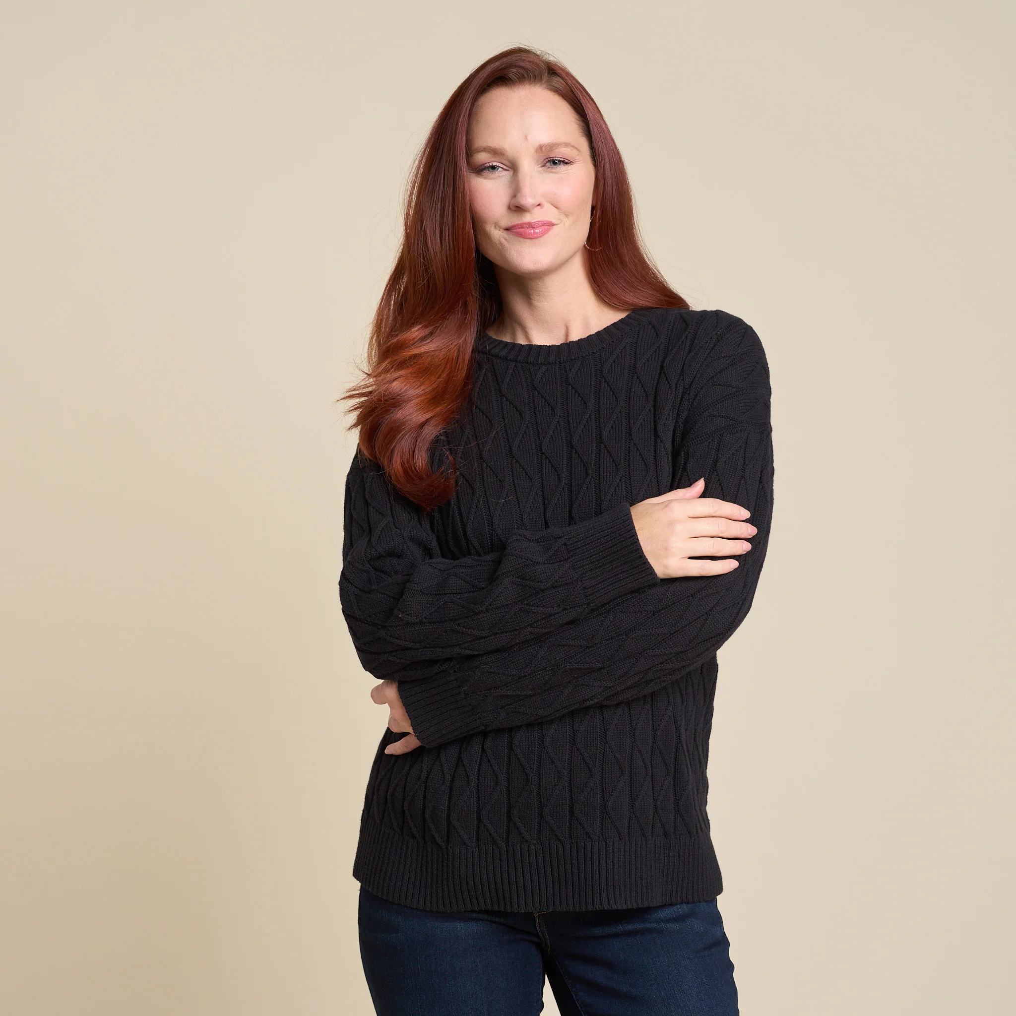 Lace Stitch Drop Shoulder Pullover Sweater - Image 4