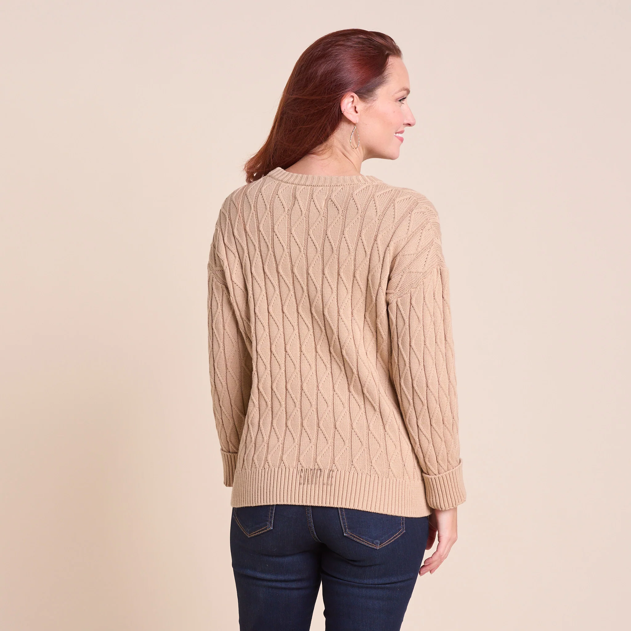 Lace Stitch Drop Shoulder Pullover Sweater - Image 6