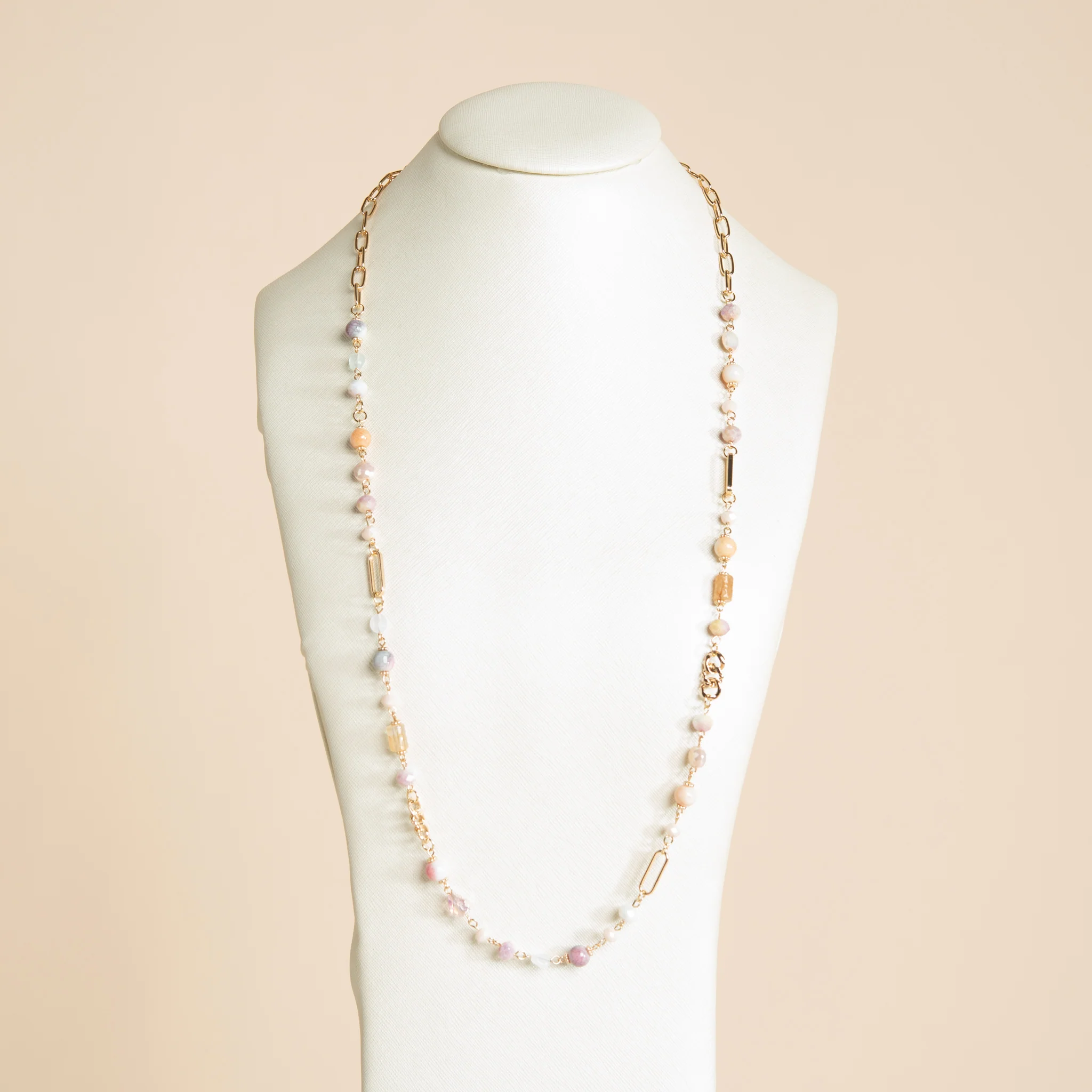 Long Multi Beaded Chain Necklace