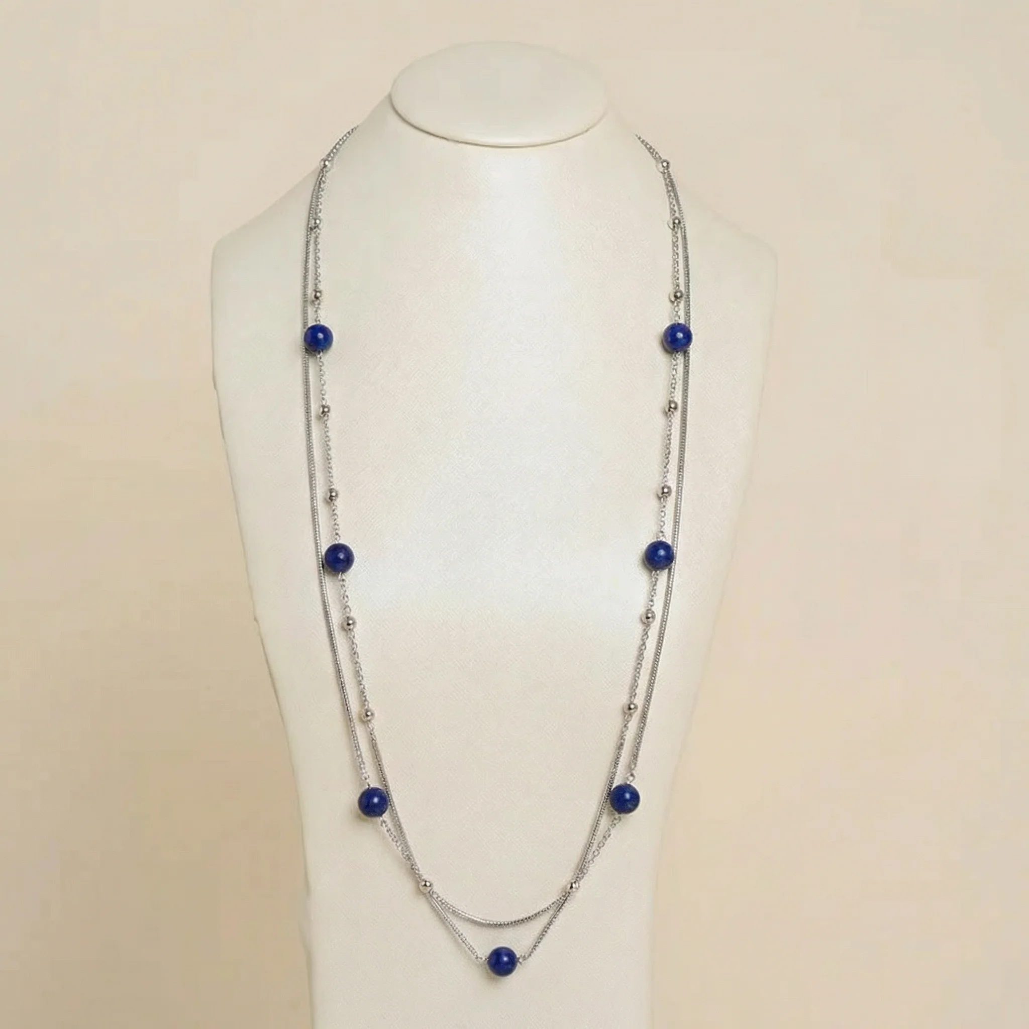 Long Double Layered Beaded Necklace