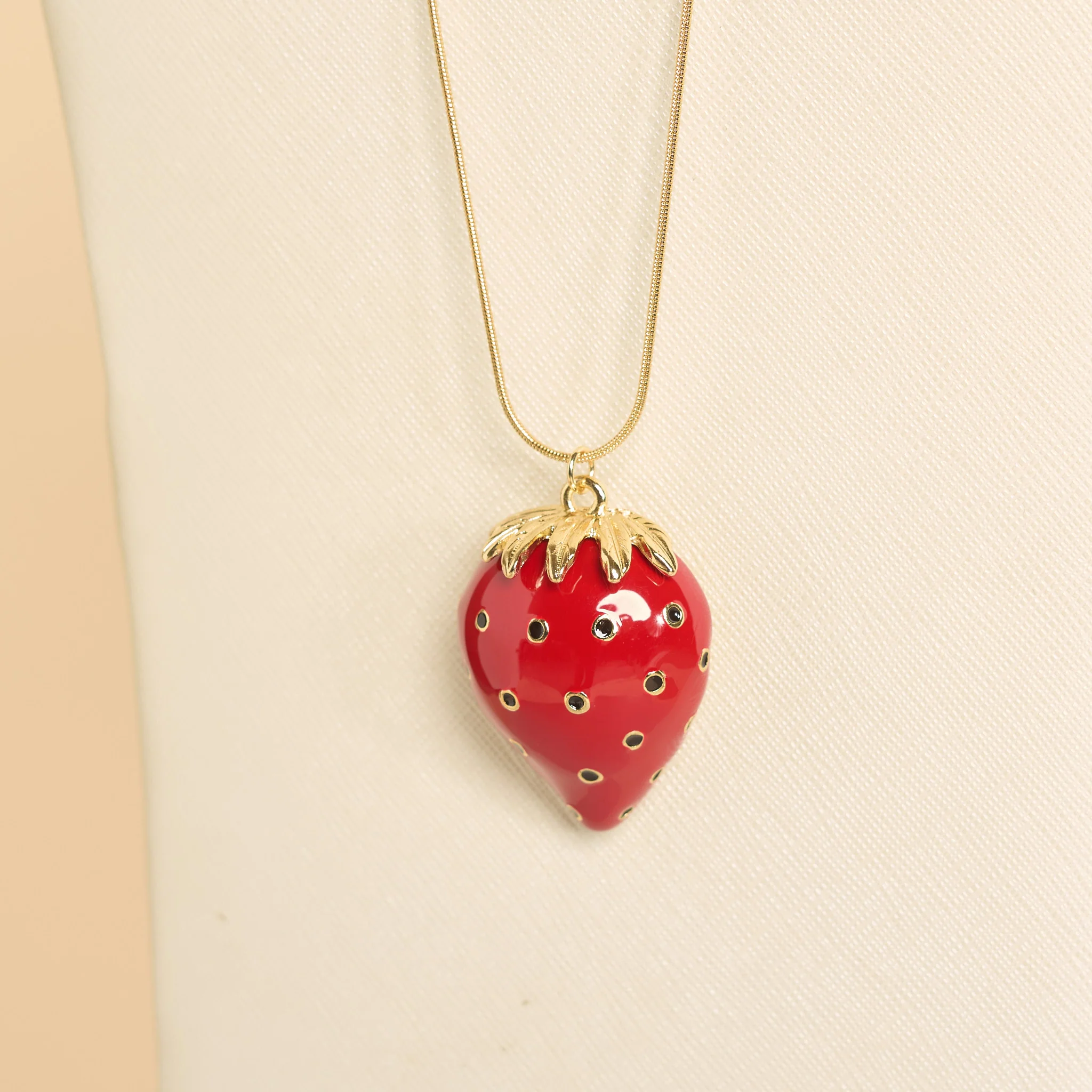 Long Strawberry Pendant Necklace - Image 3