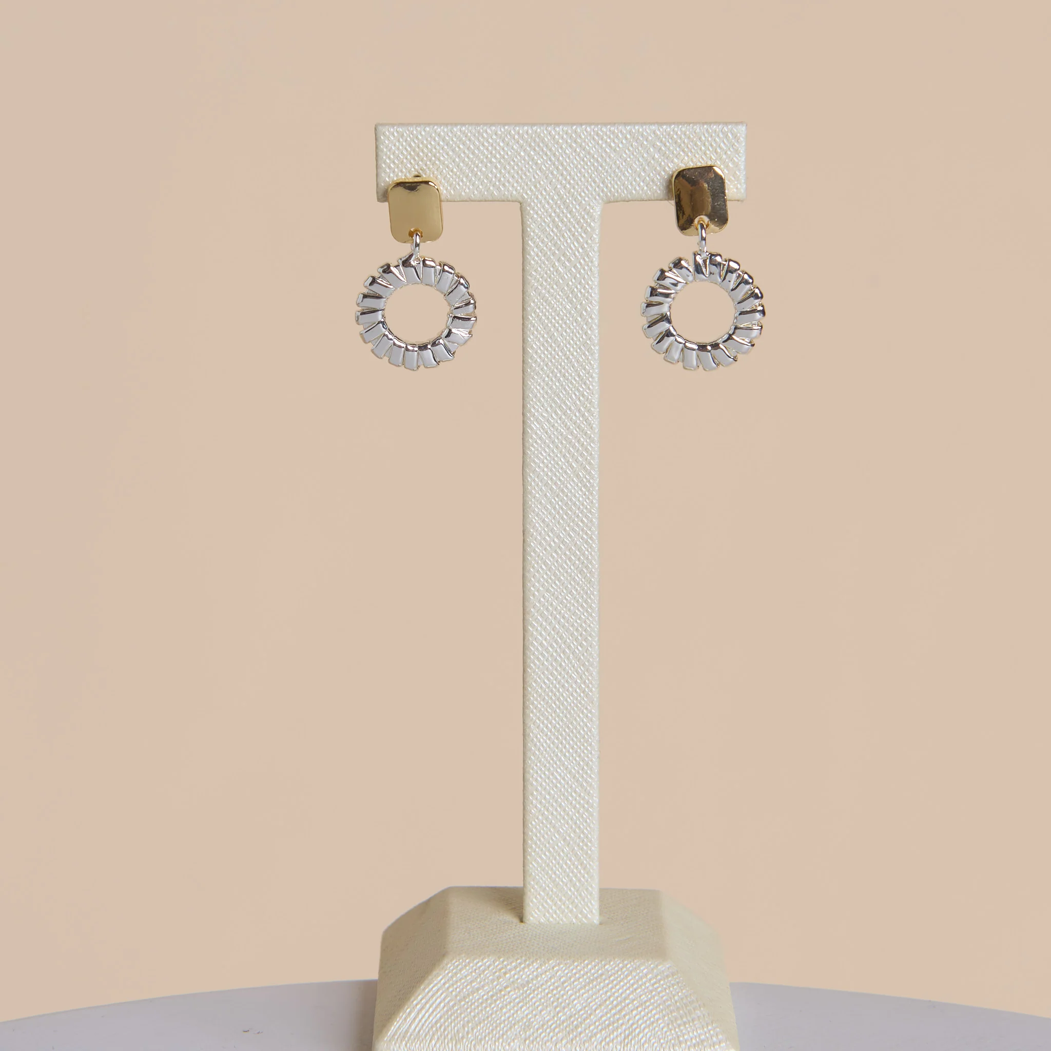 Mixed Metal Post Back Earring