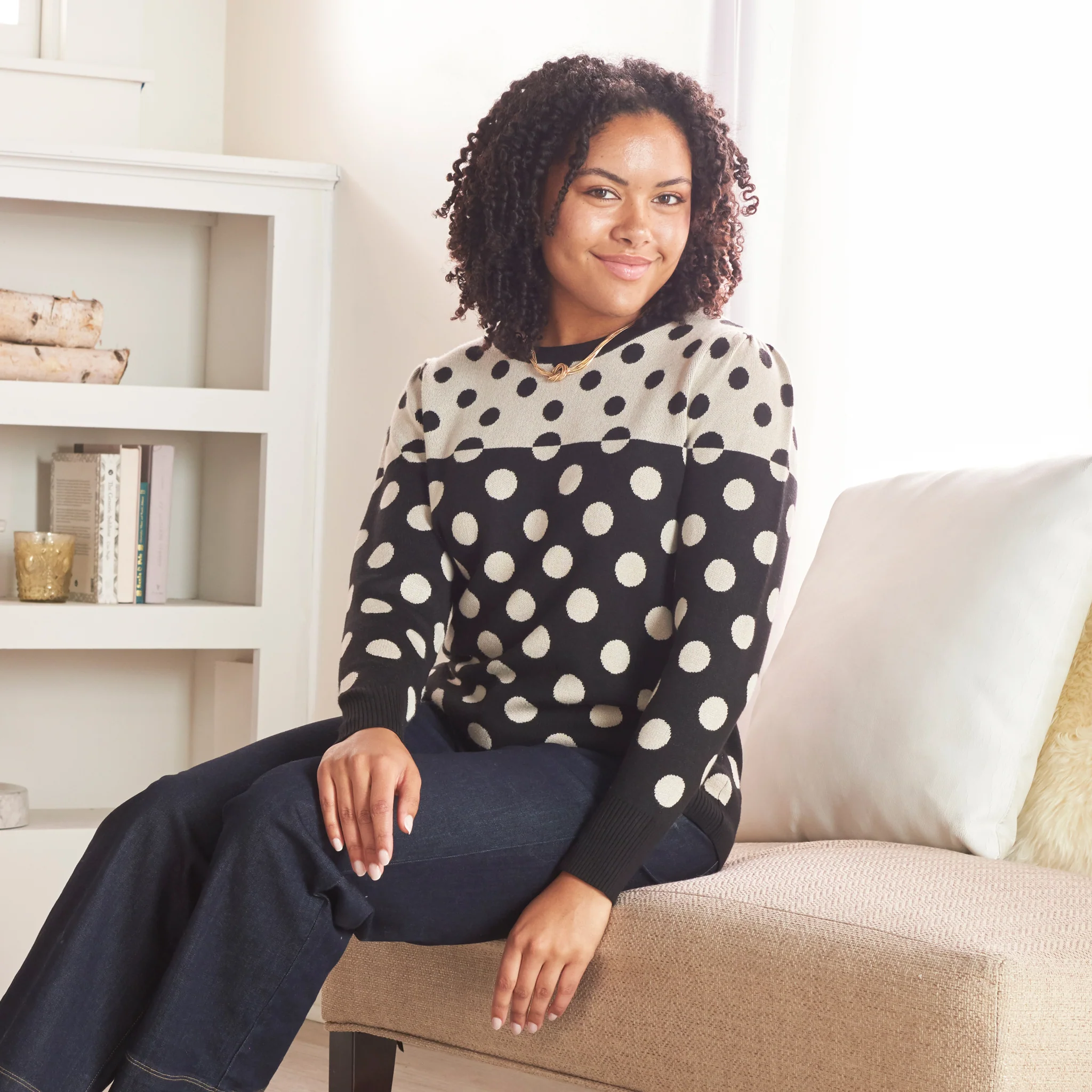 Mixed Polka Dot Sweater - Image 2
